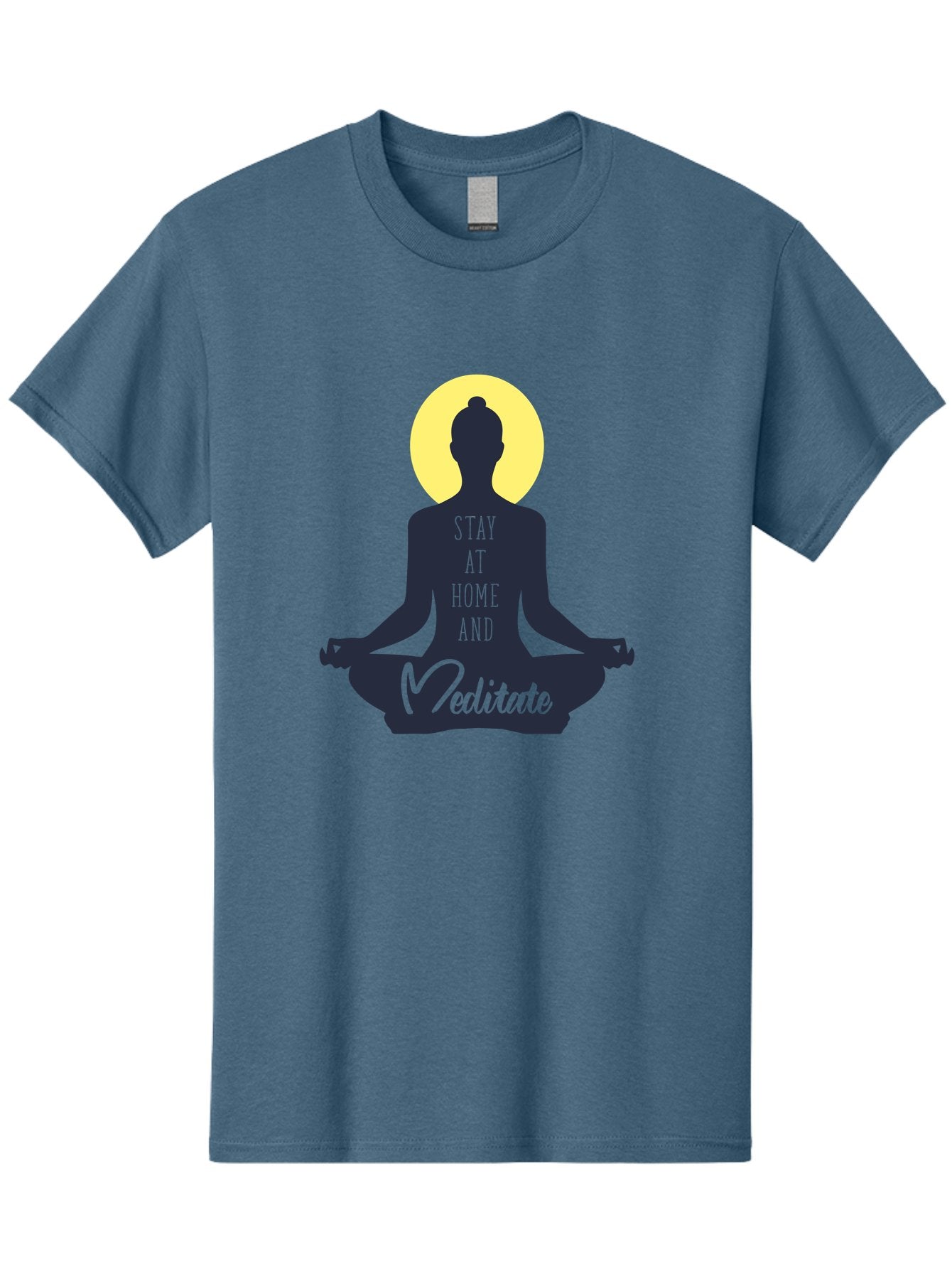 Stay-At-Home-And-Meditate Men'S Graphic Tee, 100% Cotton, Comfortable Casual Summer Wear, Machine Washable, Meditation Practice, Yoga Pose, Mindfulness, Inner Peace, Relaxation, Staying Home, Calm Atmosphere, Lotus Position, Serene Mood, Aab921 4
