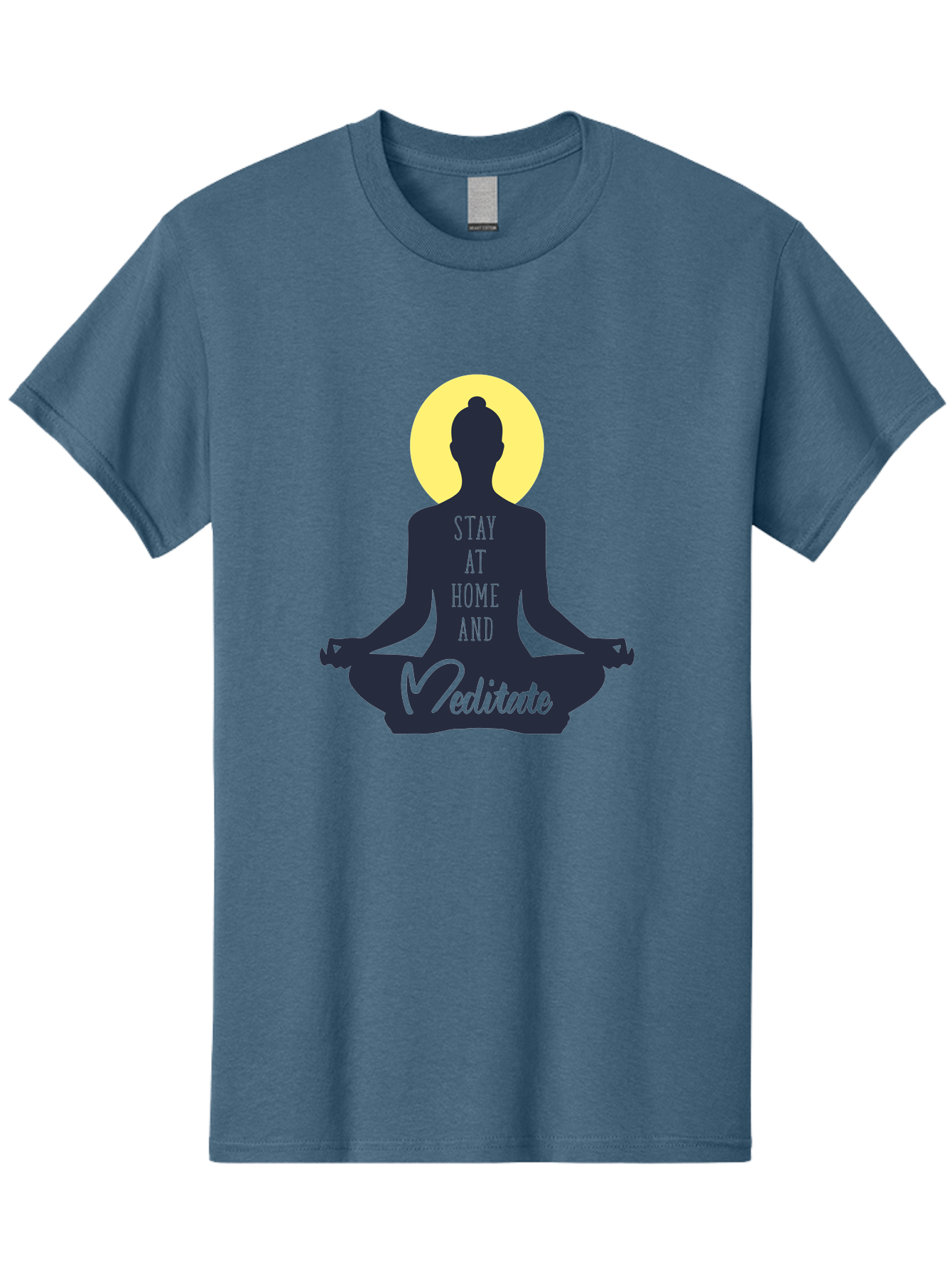 Stay-At-Home-And-Meditate Men'S Graphic Tee, 100% Cotton, Comfortable Casual Summer Wear, Machine Washable, Meditation Practice, Yoga Pose, Mindfulness, Inner Peace, Relaxation, Staying Home, Calm Atmosphere, Lotus Position, Serene Mood, Aab921 23