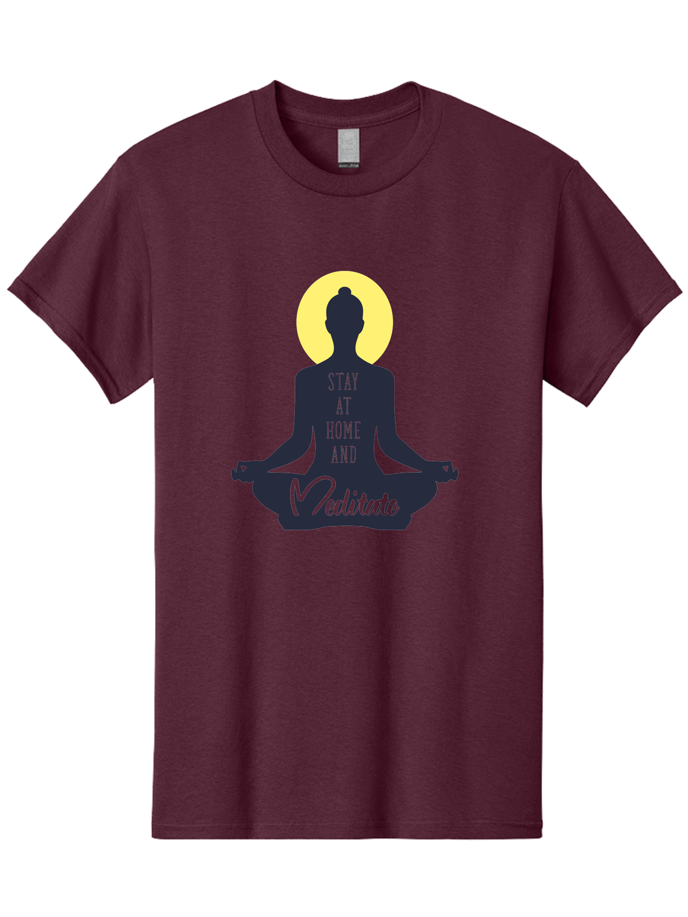 Stay-At-Home-And-Meditate Men'S Graphic Tee, 100% Cotton, Comfortable Casual Summer Wear, Machine Washable, Meditation Practice, Yoga Pose, Mindfulness, Inner Peace, Relaxation, Staying Home, Calm Atmosphere, Lotus Position, Serene Mood, Aab921 19