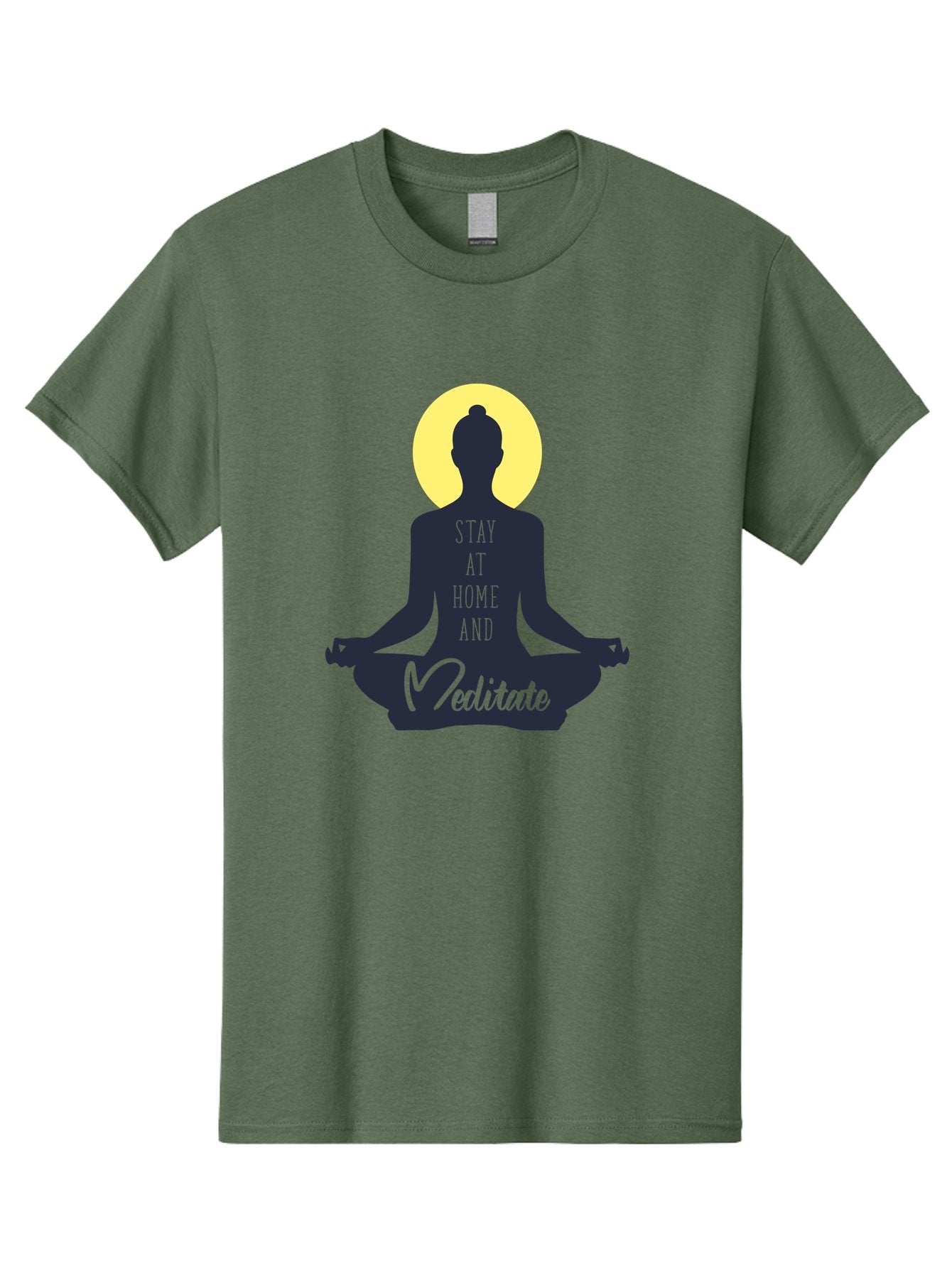 Stay-At-Home-And-Meditate Men'S Graphic Tee, 100% Cotton, Comfortable Casual Summer Wear, Machine Washable, Meditation Practice, Yoga Pose, Mindfulness, Inner Peace, Relaxation, Staying Home, Calm Atmosphere, Lotus Position, Serene Mood, Aab921 3