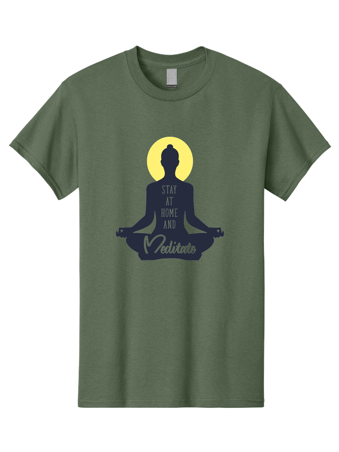 Stay-At-Home-And-Meditate Men'S Graphic Tee, 100% Cotton, Comfortable Casual Summer Wear, Machine Washable, Meditation Practice, Yoga Pose, Mindfulness, Inner Peace, Relaxation, Staying Home, Calm Atmosphere, Lotus Position, Serene Mood, Aab921 17
