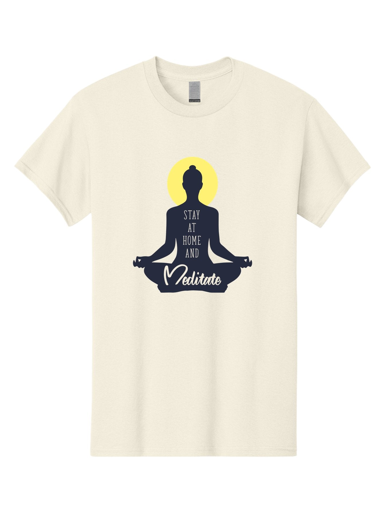 Stay-At-Home-And-Meditate Men'S Graphic Tee, 100% Cotton, Comfortable Casual Summer Wear, Machine Washable, Meditation Practice, Yoga Pose, Mindfulness, Inner Peace, Relaxation, Staying Home, Calm Atmosphere, Lotus Position, Serene Mood, Aab921 7
