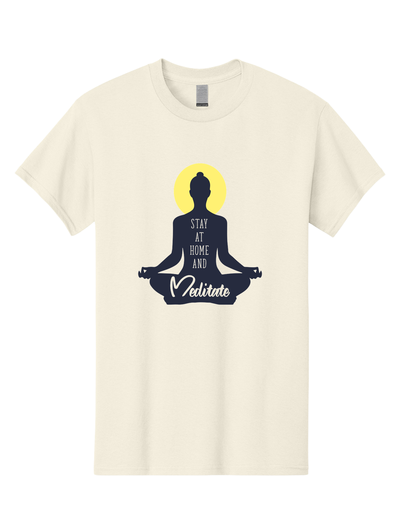 Stay-At-Home-And-Meditate Men'S Graphic Tee, 100% Cotton, Comfortable Casual Summer Wear, Machine Washable, Meditation Practice, Yoga Pose, Mindfulness, Inner Peace, Relaxation, Staying Home, Calm Atmosphere, Lotus Position, Serene Mood, Aab921 25