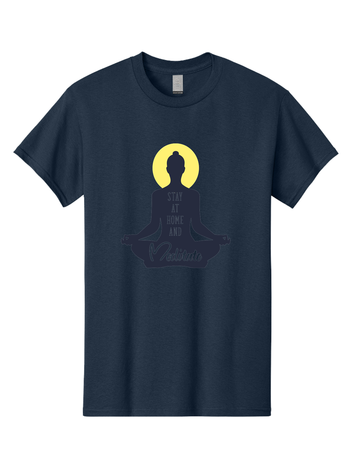 Stay-At-Home-And-Meditate Men'S Graphic Tee, 100% Cotton, Comfortable Casual Summer Wear, Machine Washable, Meditation Practice, Yoga Pose, Mindfulness, Inner Peace, Relaxation, Staying Home, Calm Atmosphere, Lotus Position, Serene Mood, Aab921 7