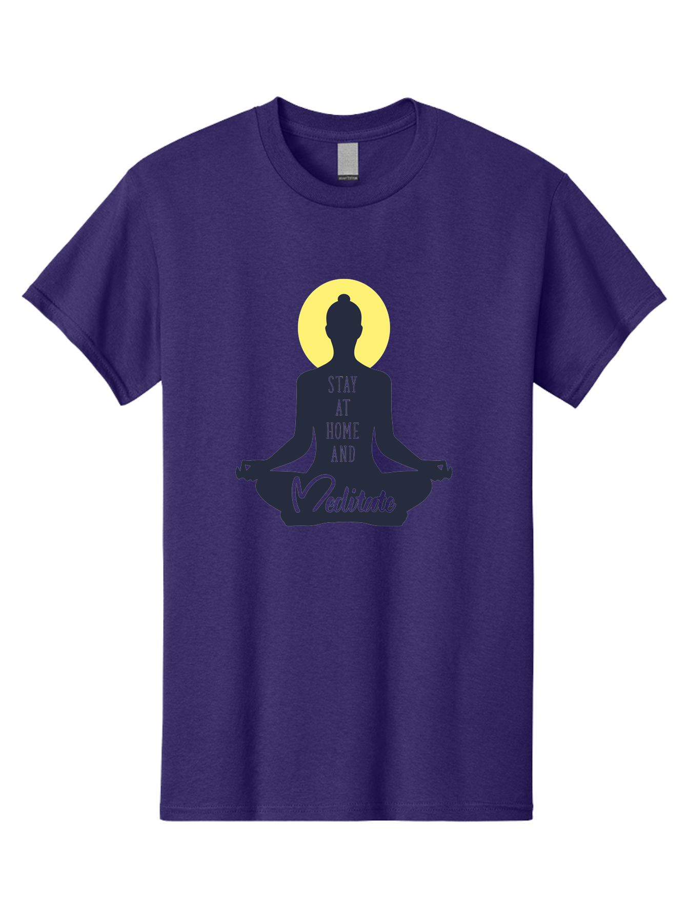 Stay-At-Home-And-Meditate Men'S Graphic Tee, 100% Cotton, Comfortable Casual Summer Wear, Machine Washable, Meditation Practice, Yoga Pose, Mindfulness, Inner Peace, Relaxation, Staying Home, Calm Atmosphere, Lotus Position, Serene Mood, Aab921 11