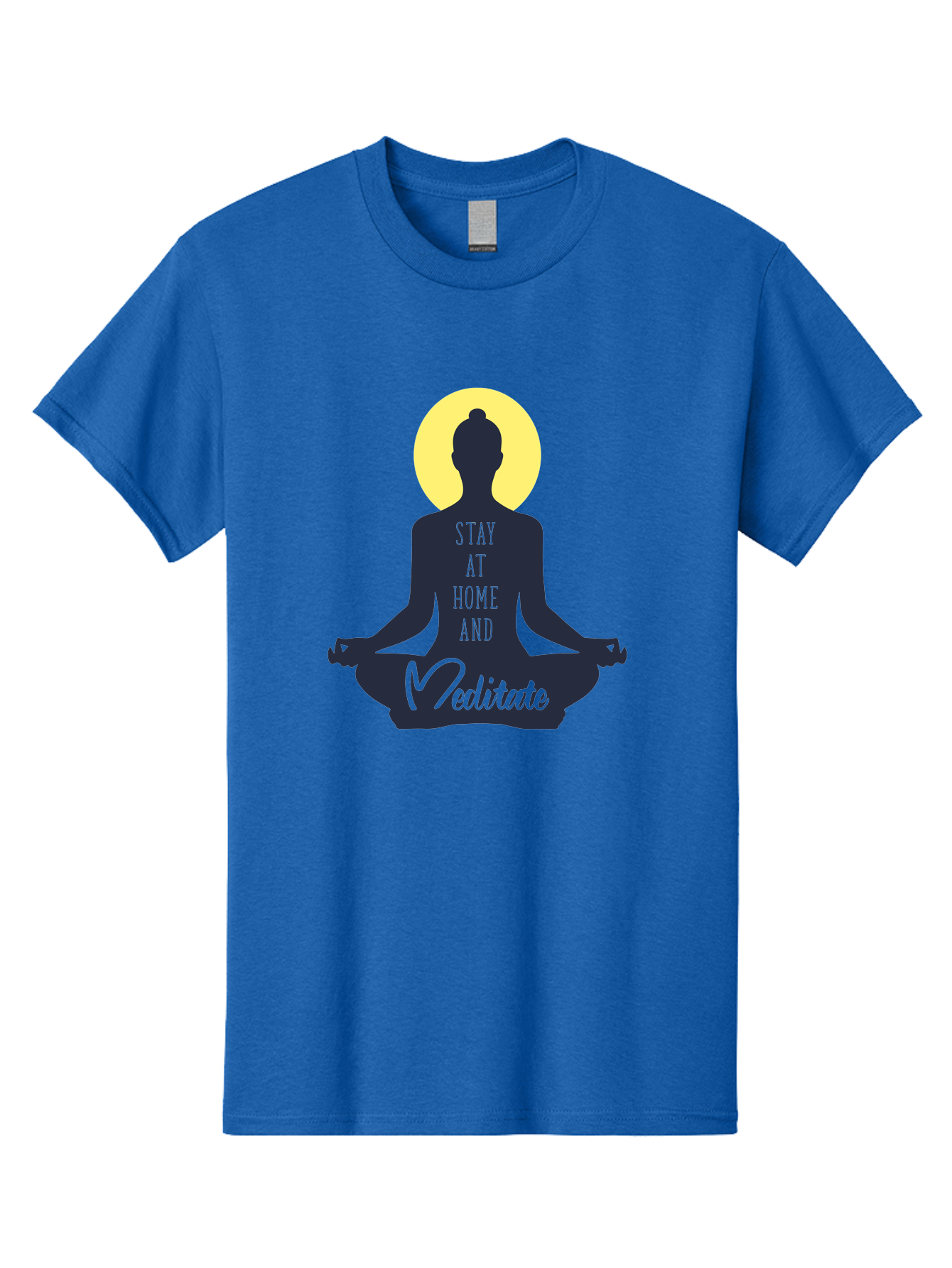 Stay-At-Home-And-Meditate Men'S Graphic Tee, 100% Cotton, Comfortable Casual Summer Wear, Machine Washable, Meditation Practice, Yoga Pose, Mindfulness, Inner Peace, Relaxation, Staying Home, Calm Atmosphere, Lotus Position, Serene Mood, Aab921 13