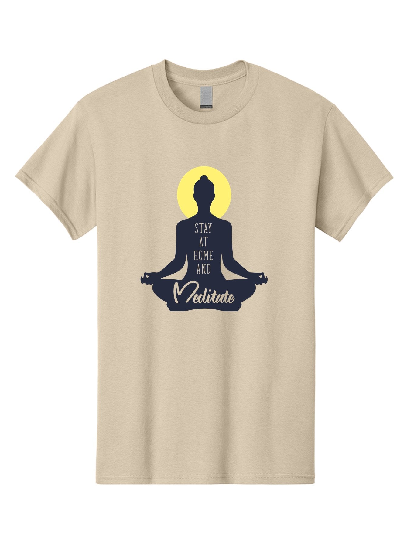 Stay-At-Home-And-Meditate Men'S Graphic Tee, 100% Cotton, Comfortable Casual Summer Wear, Machine Washable, Meditation Practice, Yoga Pose, Mindfulness, Inner Peace, Relaxation, Staying Home, Calm Atmosphere, Lotus Position, Serene Mood, Aab921 9