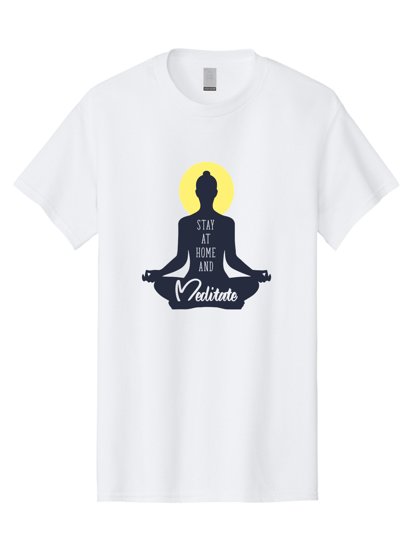 Stay-At-Home-And-Meditate Men'S Graphic Tee, 100% Cotton, Comfortable Casual Summer Wear, Machine Washable, Meditation Practice, Yoga Pose, Mindfulness, Inner Peace, Relaxation, Staying Home, Calm Atmosphere, Lotus Position, Serene Mood, Aab921 27