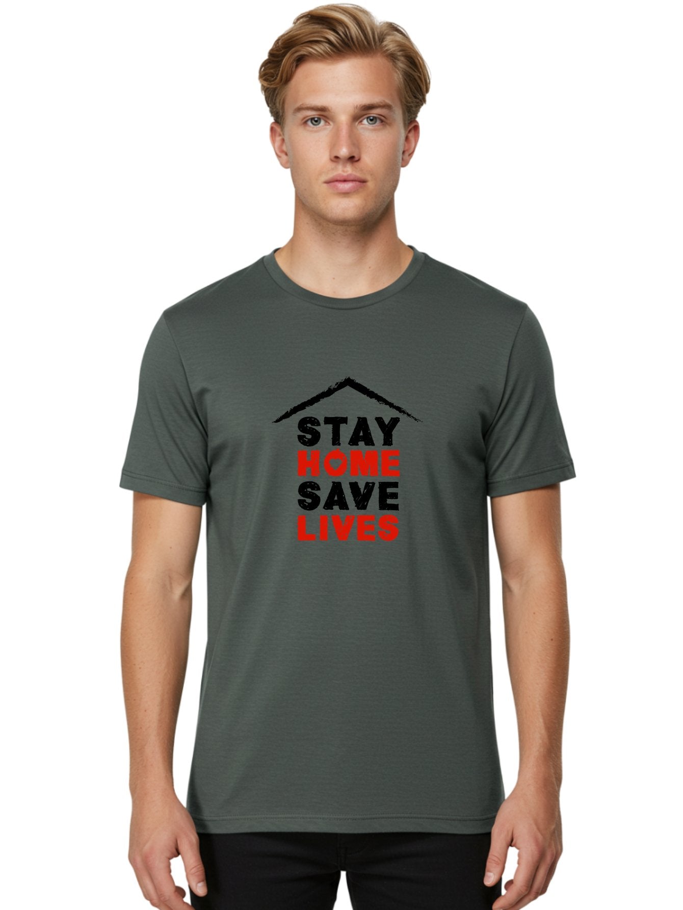 Stay-Home-Save-Lives Men'S Graphic Tee, 100% Cotton, Comfortable Casual Summer Wear, Machine Washable, Stay Home Save Lives, Coronavirus Awareness, Pandemic Safety, Public Health Message, Social Distancing, Covid-19 Prevention, Quarantine, Aab922 20