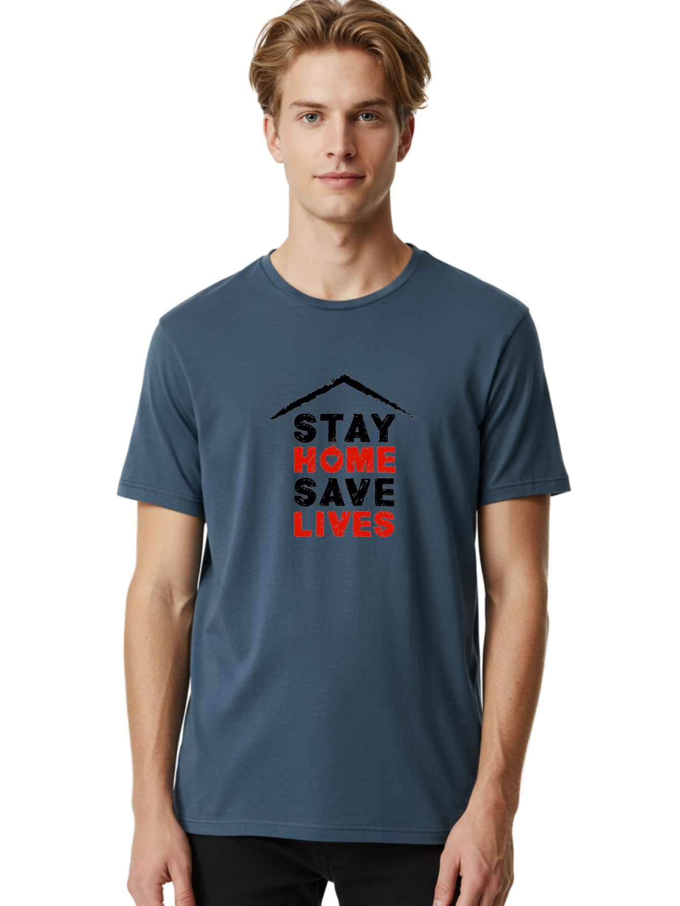 Stay-Home-Save-Lives Men'S Graphic Tee, 100% Cotton, Comfortable Casual Summer Wear, Machine Washable, Stay Home Save Lives, Coronavirus Awareness, Pandemic Safety, Public Health Message, Social Distancing, Covid-19 Prevention, Quarantine, Aab922 26