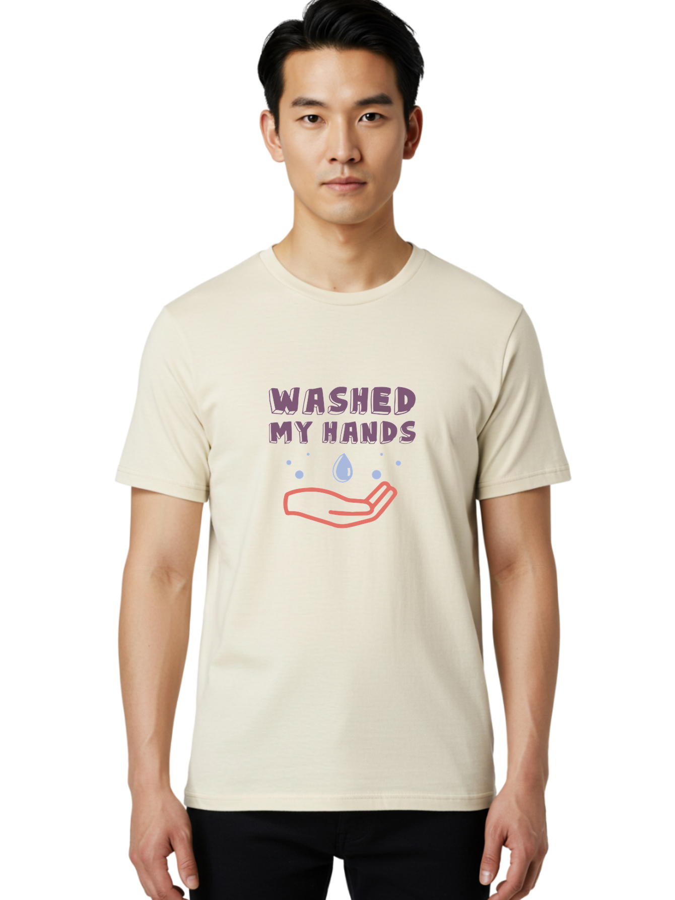 Washed-My-Hands Men'S Graphic Tee, 100% Cotton, Comfortable Casual Summer Wear, Machine Washable, Hand Hygiene, Cleanliness, Wash Hands, Hand Washing, Soap And Water, Clean Hands, Health And Wellness, Hygiene Practices Aab924