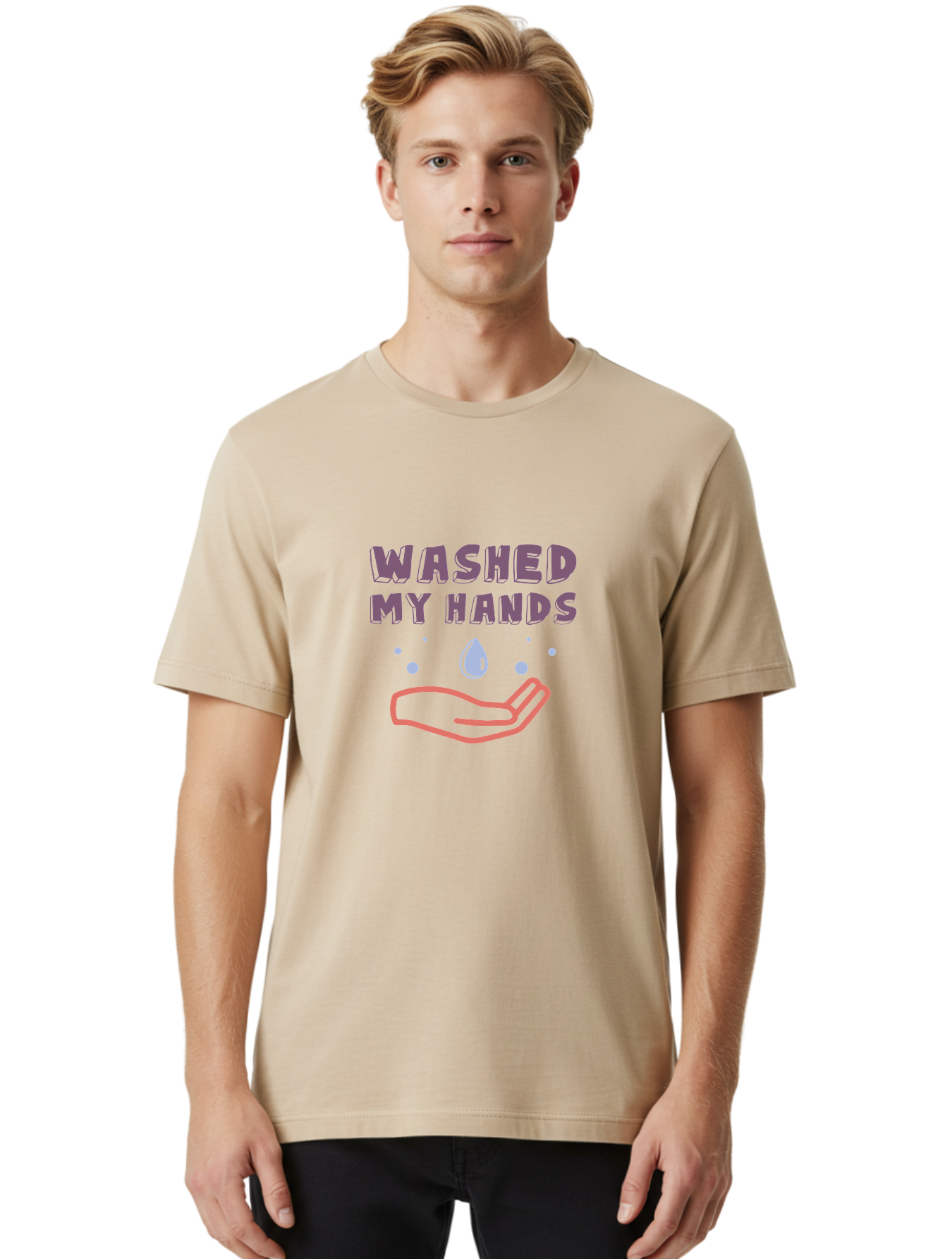 Washed-My-Hands Men'S Graphic Tee, 100% Cotton, Comfortable Casual Summer Wear, Machine Washable, Hand Hygiene, Cleanliness, Wash Hands, Hand Washing, Soap And Water, Clean Hands, Health And Wellness, Hygiene Practices Aab924 30