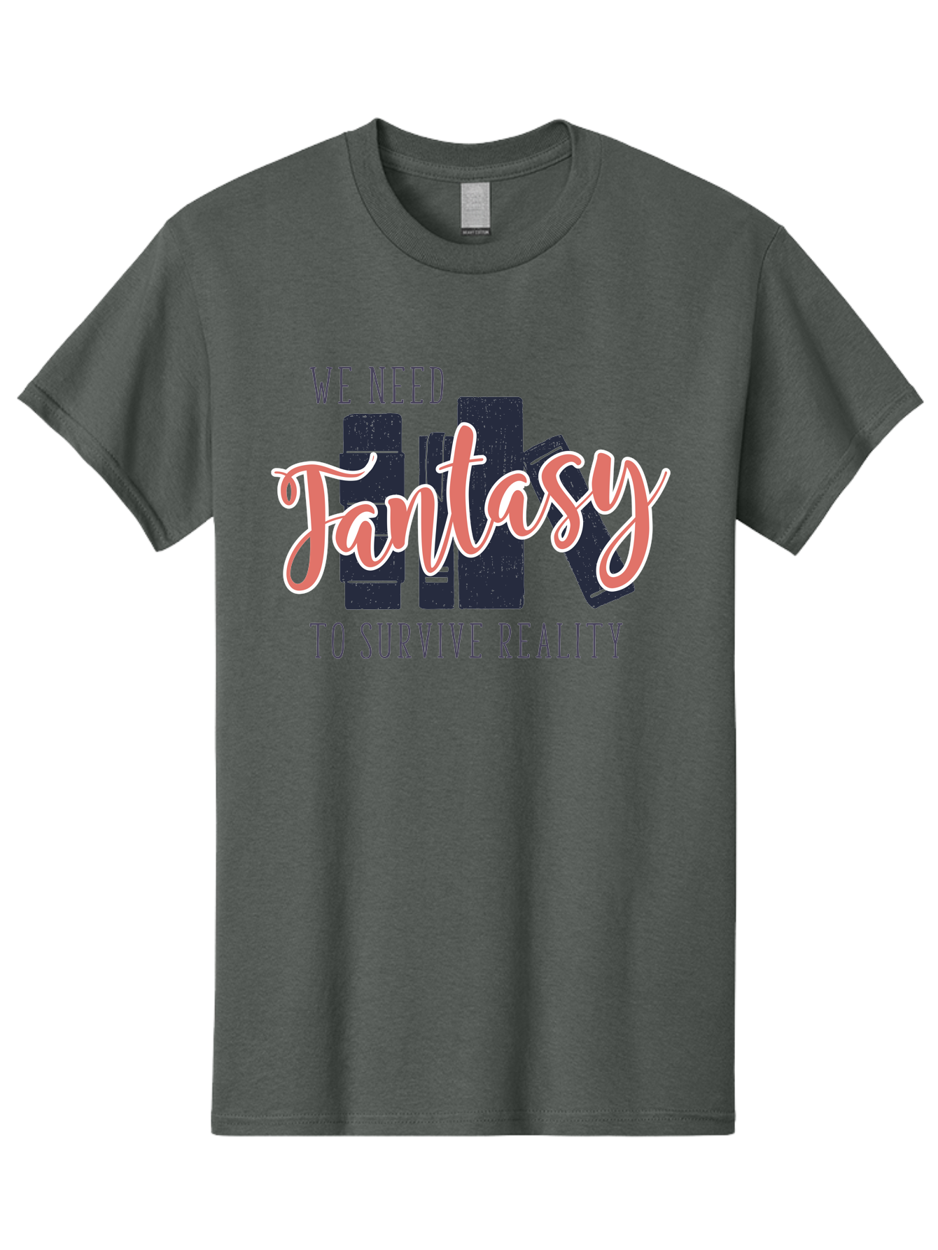 We-Need-Fantasy-To-Survive-Reality Men'S Graphic Tee, 100% Cotton, Comfortable Casual Summer Wear, Machine Washable, Fantasy Books, Book Lovers, Escapism, Fiction Novels, Imaginative Worlds, Inspirational Quotes, Literary Art Aab925 21