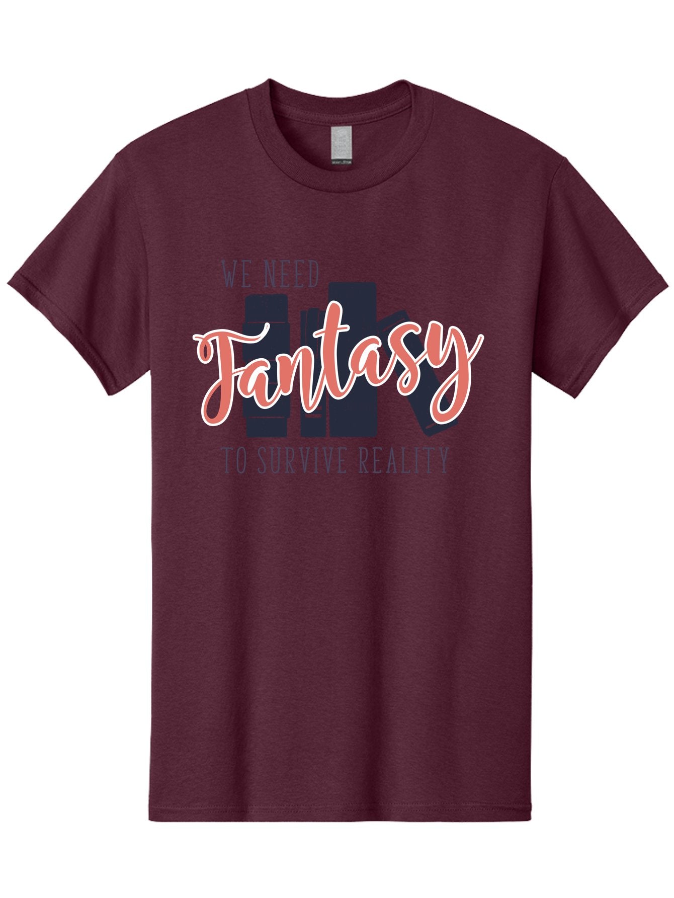 We-Need-Fantasy-To-Survive-Reality Men'S Graphic Tee, 100% Cotton, Comfortable Casual Summer Wear, Machine Washable, Fantasy Books, Book Lovers, Escapism, Fiction Novels, Imaginative Worlds, Inspirational Quotes, Literary Art Aab925 3