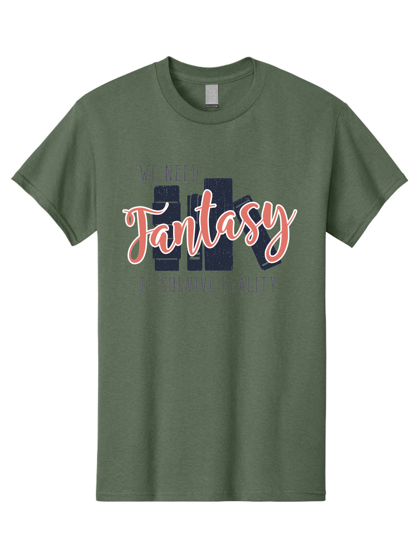 We-Need-Fantasy-To-Survive-Reality Men'S Graphic Tee, 100% Cotton, Comfortable Casual Summer Wear, Machine Washable, Fantasy Books, Book Lovers, Escapism, Fiction Novels, Imaginative Worlds, Inspirational Quotes, Literary Art Aab925 19