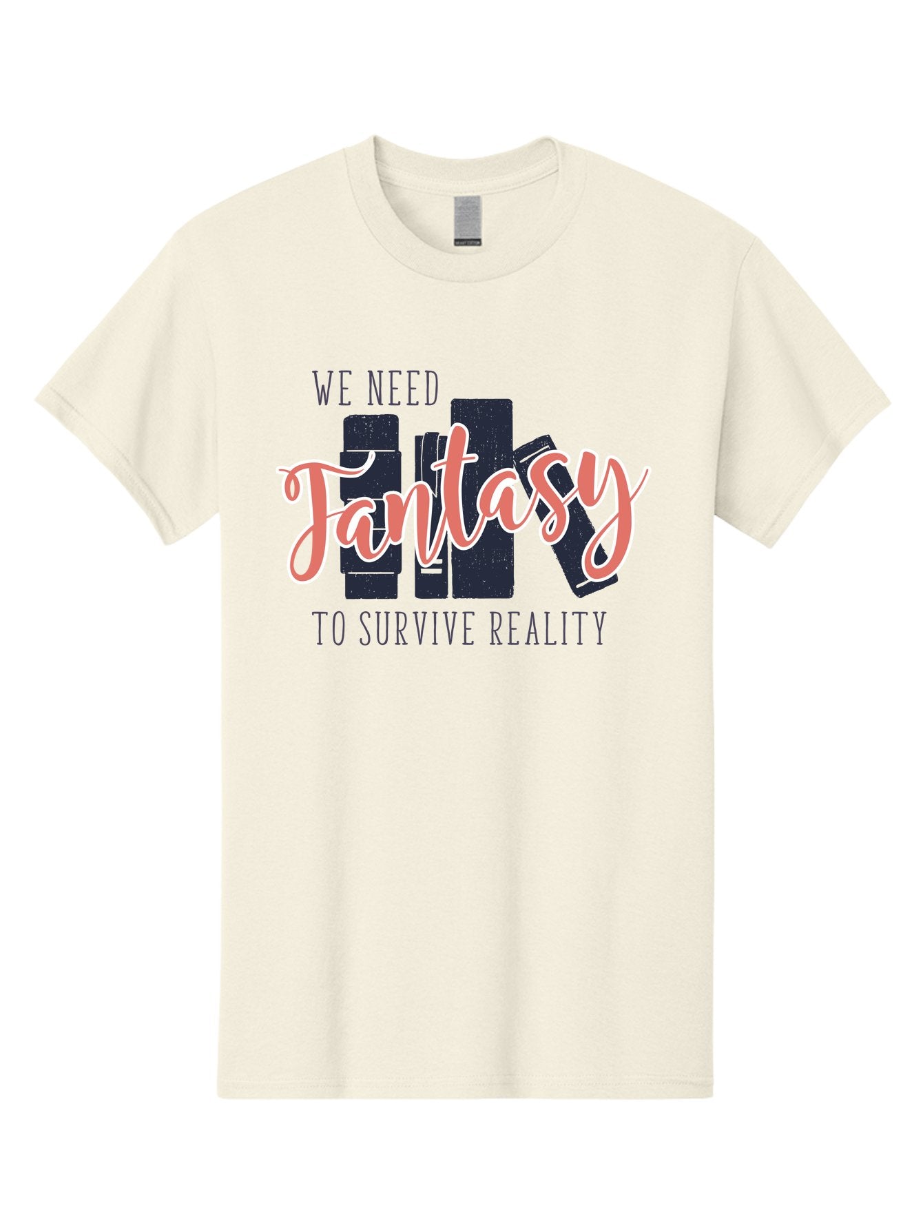 We-Need-Fantasy-To-Survive-Reality Men'S Graphic Tee, 100% Cotton, Comfortable Casual Summer Wear, Machine Washable, Fantasy Books, Book Lovers, Escapism, Fiction Novels, Imaginative Worlds, Inspirational Quotes, Literary Art Aab925 12