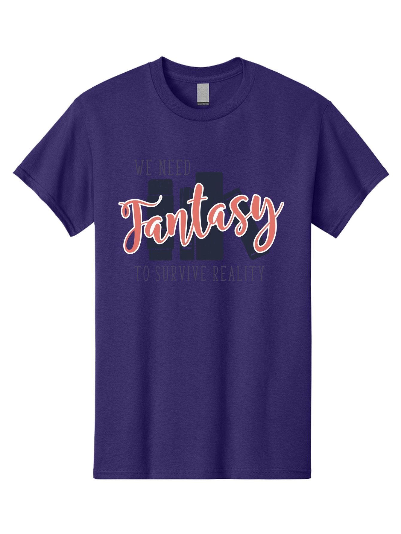 We-Need-Fantasy-To-Survive-Reality Men'S Graphic Tee, 100% Cotton, Comfortable Casual Summer Wear, Machine Washable, Fantasy Books, Book Lovers, Escapism, Fiction Novels, Imaginative Worlds, Inspirational Quotes, Literary Art Aab925 15