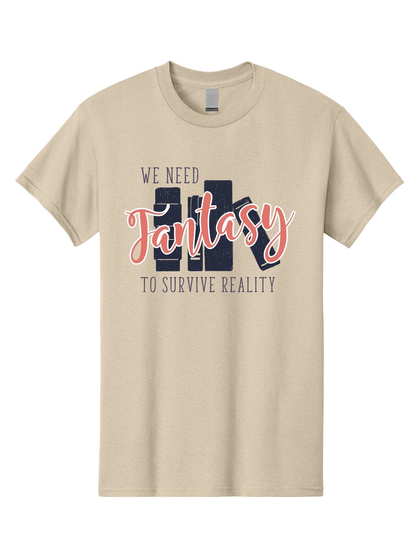 We-Need-Fantasy-To-Survive-Reality Men'S Graphic Tee, 100% Cotton, Comfortable Casual Summer Wear, Machine Washable, Fantasy Books, Book Lovers, Escapism, Fiction Novels, Imaginative Worlds, Inspirational Quotes, Literary Art Aab925 13