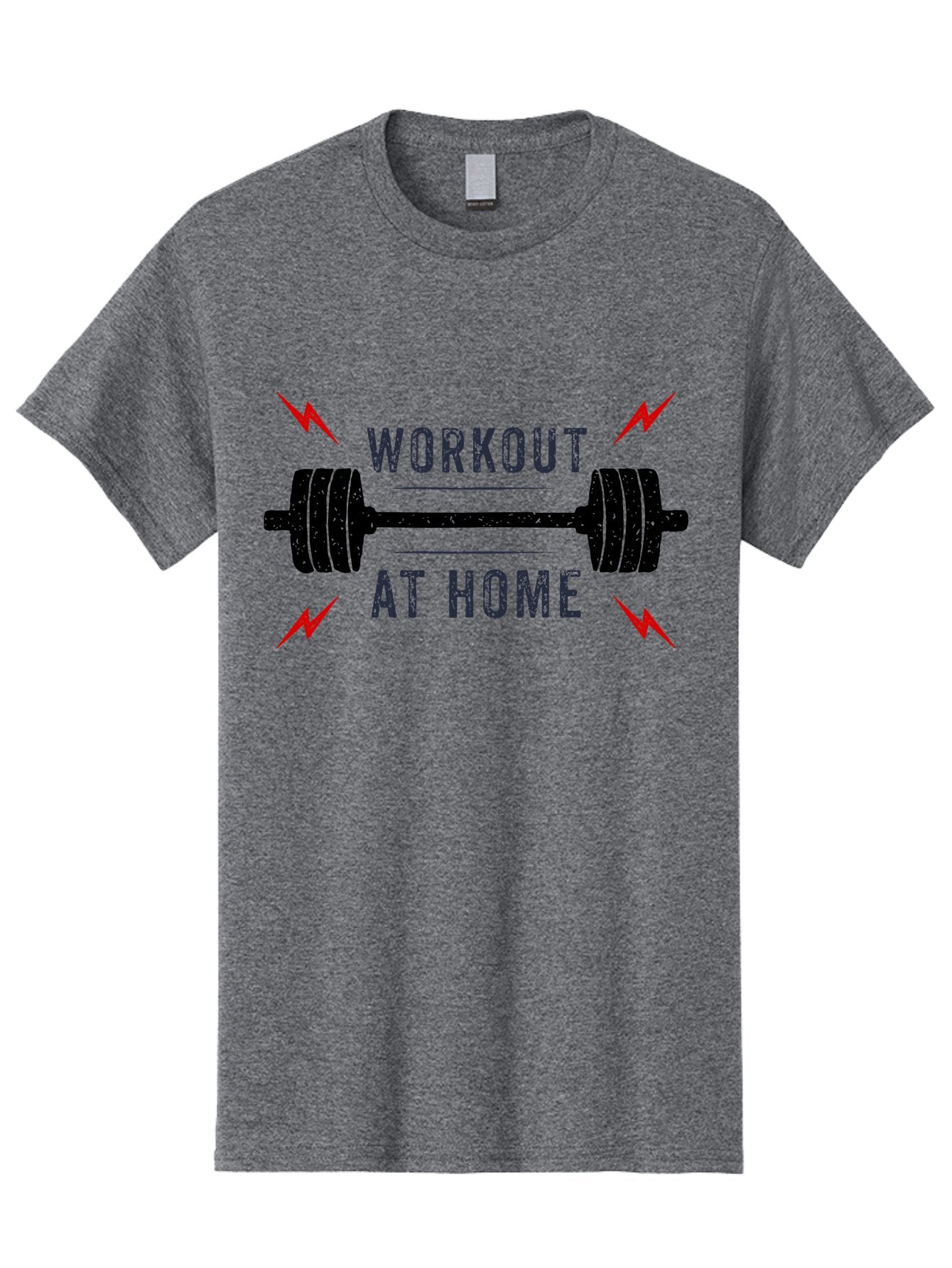 Workout-At-Home Men'S Graphic Tee, 100% Cotton, Comfortable Casual Summer Wear, Machine Washable, Home Workout, Fitness Motivation, Gym At Home, Exercise Routine, Weightlifting, Dumbbell Workout, Fitness Inspiration, Workout At Home Aab926