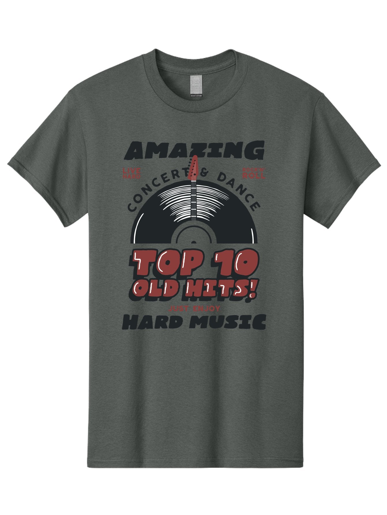 Amazing-Concert-Dance Men'S Graphic Tee, 100% Cotton, Comfortable Casual Summer Wear, Machine Washable, Rock And Roll Concert, Top 10 Old Hits, Live Hard, Hard Music, Vintage Records, Concert And Dance, Just Enjoy Aab928 13