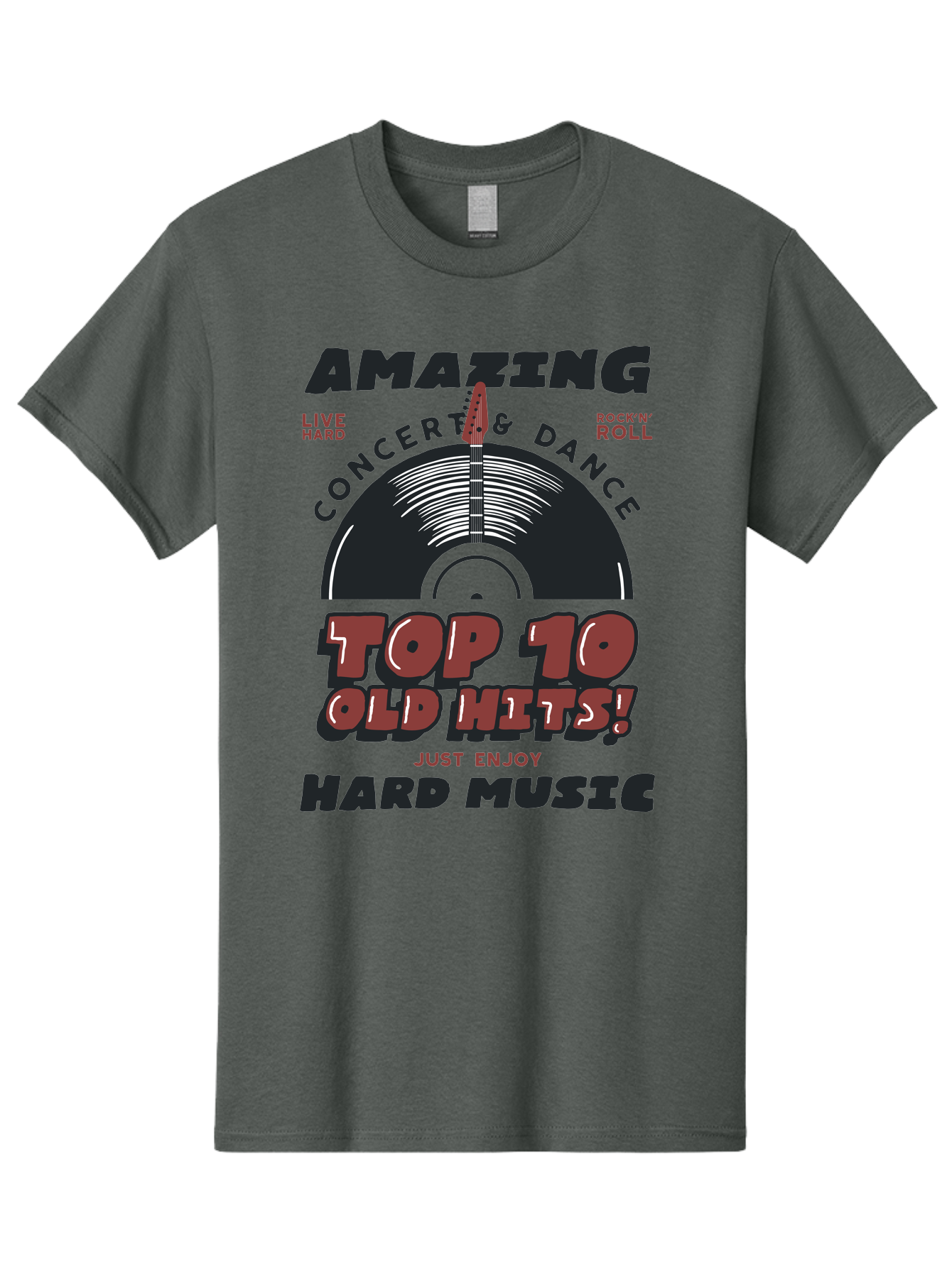 Amazing-Concert-Dance Men'S Graphic Tee, 100% Cotton, Comfortable Casual Summer Wear, Machine Washable, Rock And Roll Concert, Top 10 Old Hits, Live Hard, Hard Music, Vintage Records, Concert And Dance, Just Enjoy Aab928 29