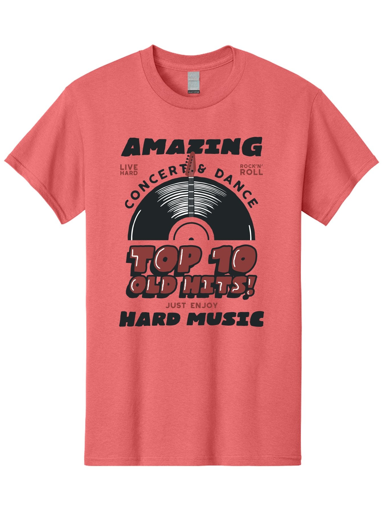Amazing-Concert-Dance Men'S Graphic Tee, 100% Cotton, Comfortable Casual Summer Wear, Machine Washable, Rock And Roll Concert, Top 10 Old Hits, Live Hard, Hard Music, Vintage Records, Concert And Dance, Just Enjoy Aab928 7