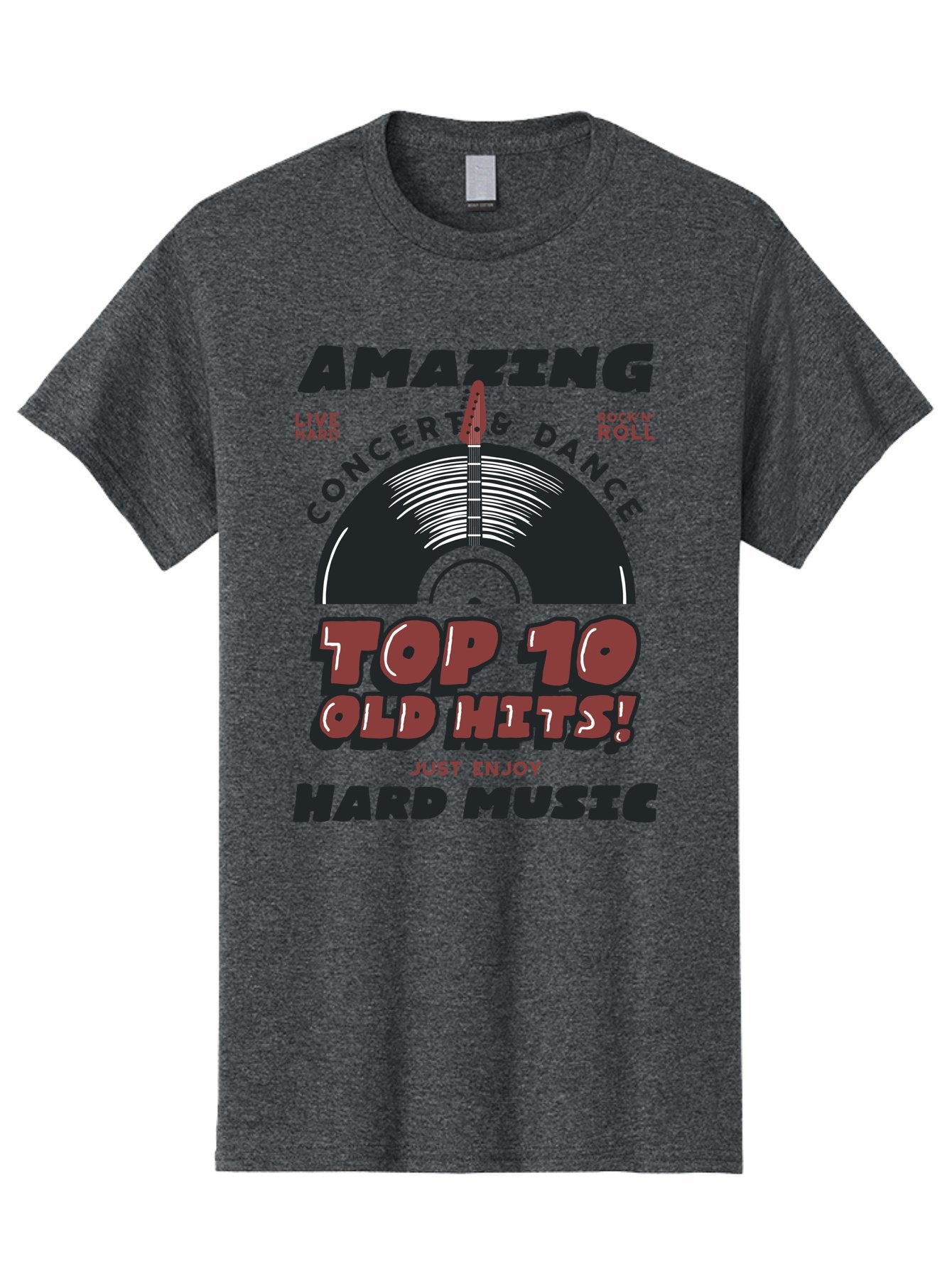 Amazing-Concert-Dance Men'S Graphic Tee, 100% Cotton, Comfortable Casual Summer Wear, Machine Washable, Rock And Roll Concert, Top 10 Old Hits, Live Hard, Hard Music, Vintage Records, Concert And Dance, Just Enjoy Aab928 12