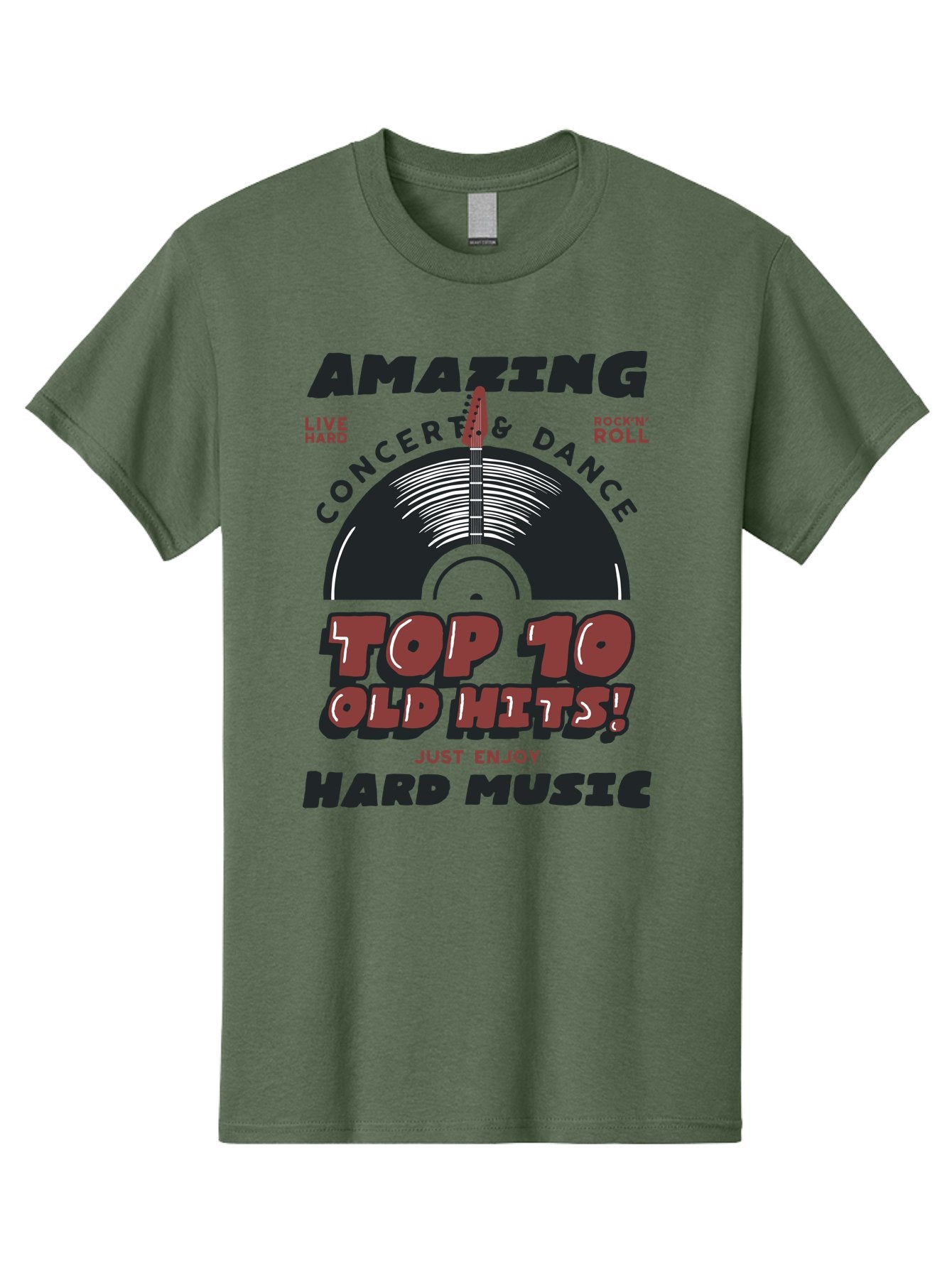 Amazing-Concert-Dance Men'S Graphic Tee, 100% Cotton, Comfortable Casual Summer Wear, Machine Washable, Rock And Roll Concert, Top 10 Old Hits, Live Hard, Hard Music, Vintage Records, Concert And Dance, Just Enjoy Aab928 10