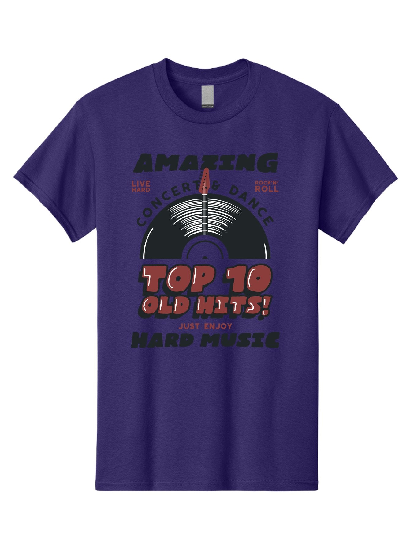 Amazing-Concert-Dance Men'S Graphic Tee, 100% Cotton, Comfortable Casual Summer Wear, Machine Washable, Rock And Roll Concert, Top 10 Old Hits, Live Hard, Hard Music, Vintage Records, Concert And Dance, Just Enjoy Aab928 11