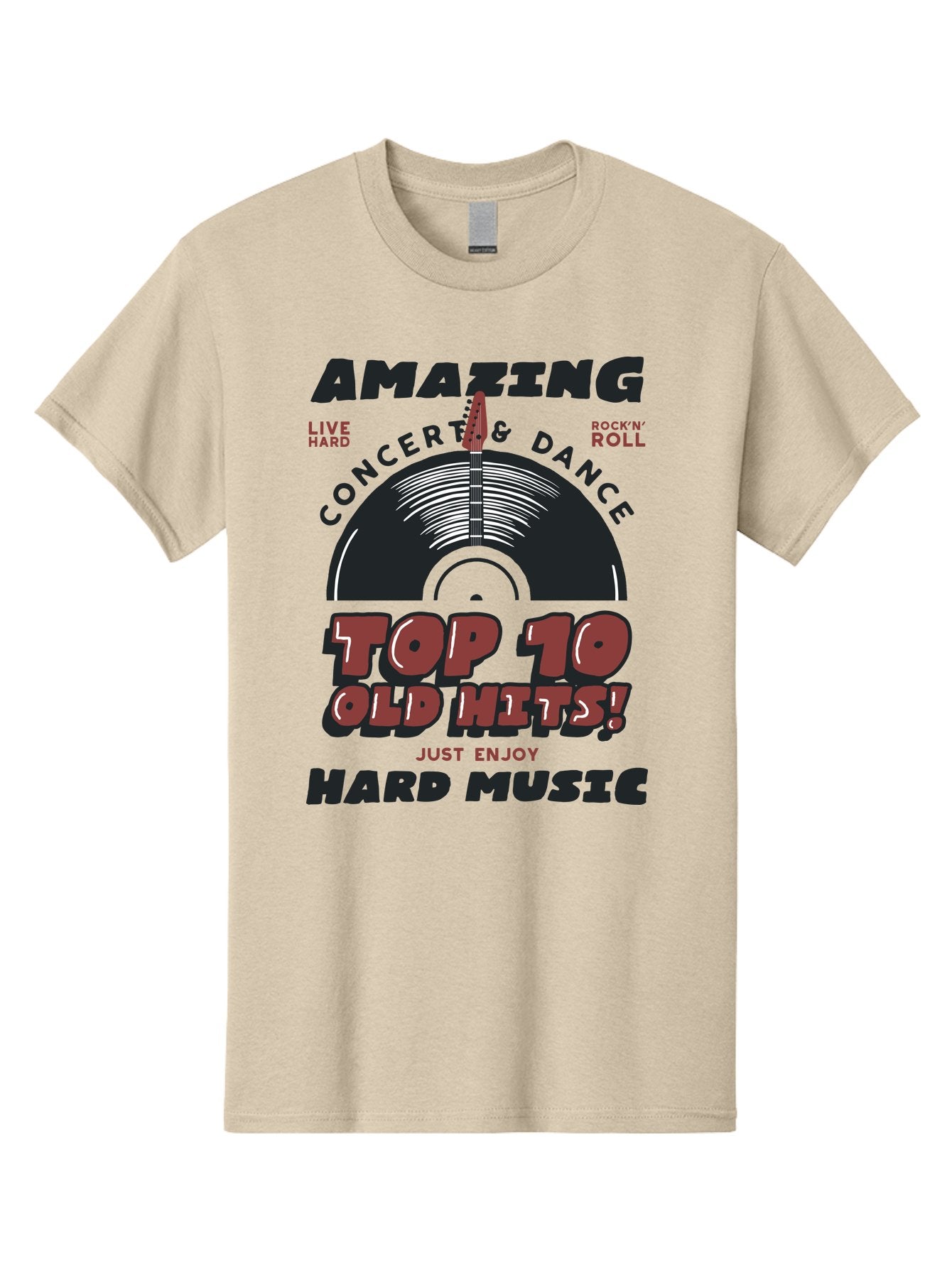 Amazing-Concert-Dance Men'S Graphic Tee, 100% Cotton, Comfortable Casual Summer Wear, Machine Washable, Rock And Roll Concert, Top 10 Old Hits, Live Hard, Hard Music, Vintage Records, Concert And Dance, Just Enjoy Aab928 14