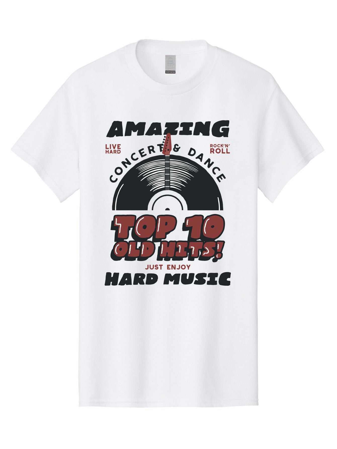 Amazing-Concert-Dance Men'S Graphic Tee, 100% Cotton, Comfortable Casual Summer Wear, Machine Washable, Rock And Roll Concert, Top 10 Old Hits, Live Hard, Hard Music, Vintage Records, Concert And Dance, Just Enjoy Aab928