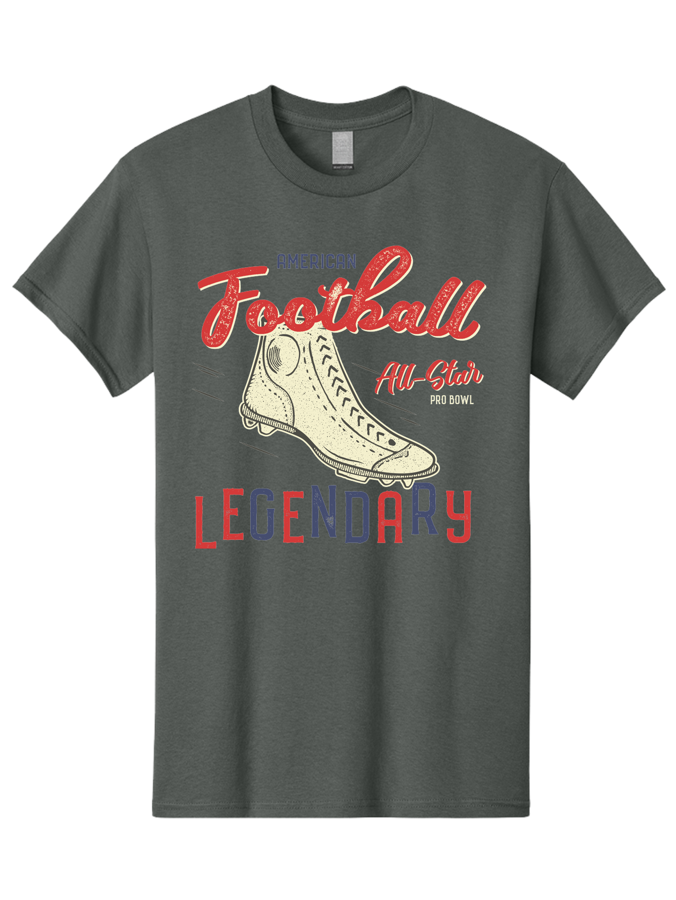 American-Football-Legendary Men'S Graphic Tee, 100% Cotton, Comfortable Casual Summer Wear, Machine Washable, Football Cleat, American Football, Sports Graphic, Legendary Athlete, Pro Bowl, All-Star Game, Sports Apparel, Football Cleats, Aab929