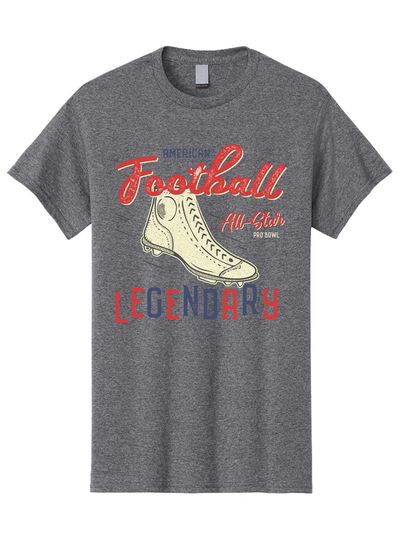 American-Football-Legendary Men'S Graphic Tee, 100% Cotton, Comfortable Casual Summer Wear, Machine Washable, Football Cleat, American Football, Sports Graphic, Legendary Athlete, Pro Bowl, All-Star Game, Sports Apparel, Football Cleats, Aab929 6