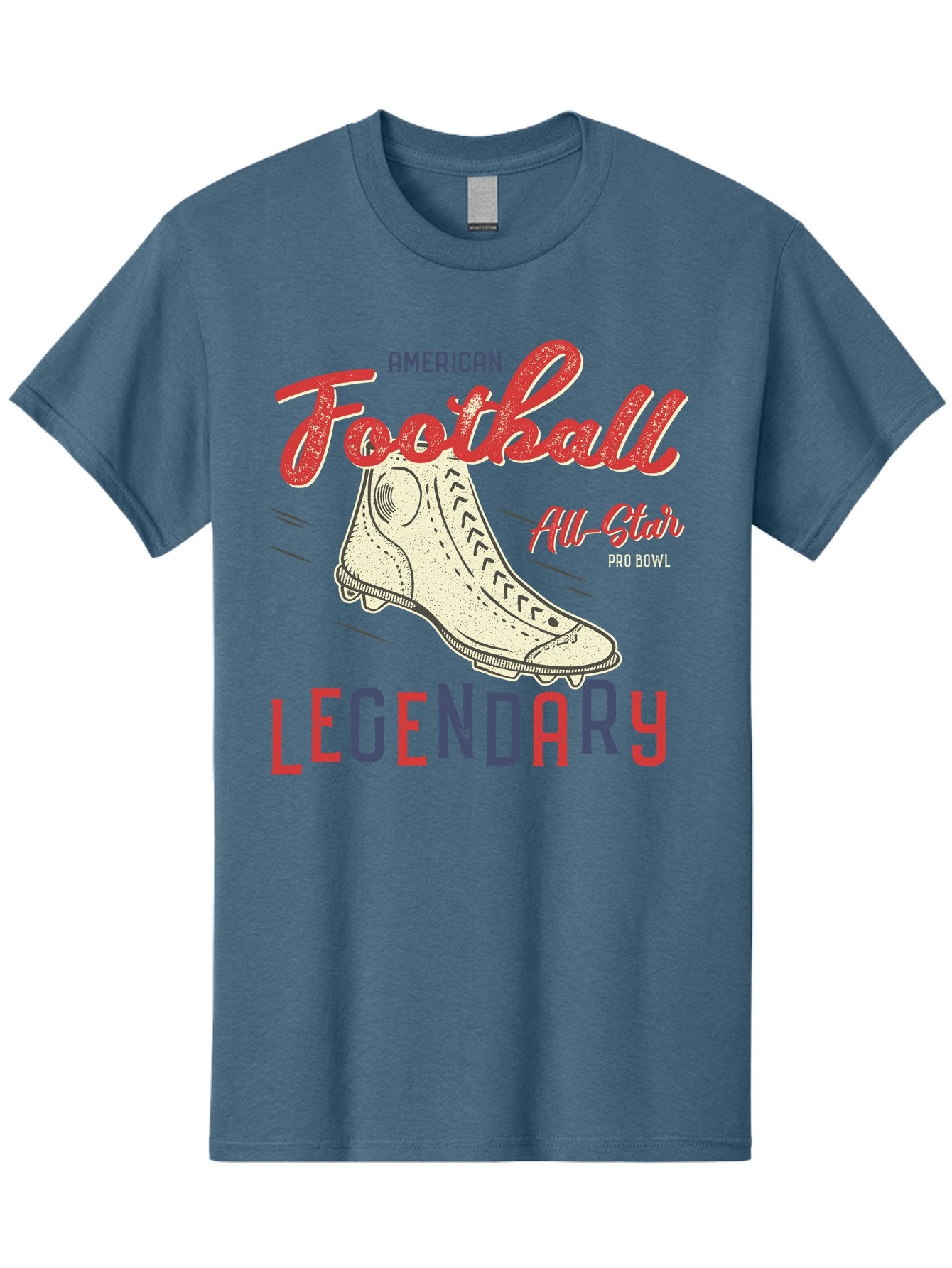 American-Football-Legendary Men'S Graphic Tee, 100% Cotton, Comfortable Casual Summer Wear, Machine Washable, Football Cleat, American Football, Sports Graphic, Legendary Athlete, Pro Bowl, All-Star Game, Sports Apparel, Football Cleats, Aab929 12