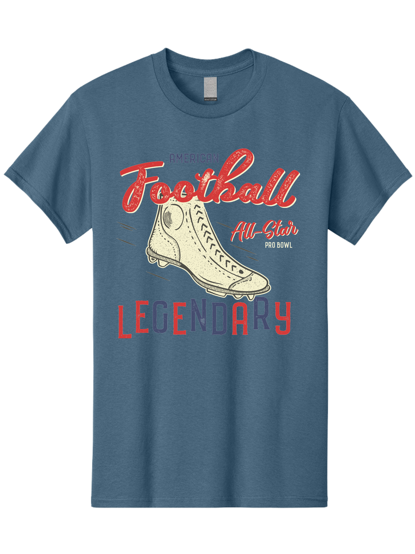 American-Football-Legendary Men'S Graphic Tee, 100% Cotton, Comfortable Casual Summer Wear, Machine Washable, Football Cleat, American Football, Sports Graphic, Legendary Athlete, Pro Bowl, All-Star Game, Sports Apparel, Football Cleats, Aab929 5