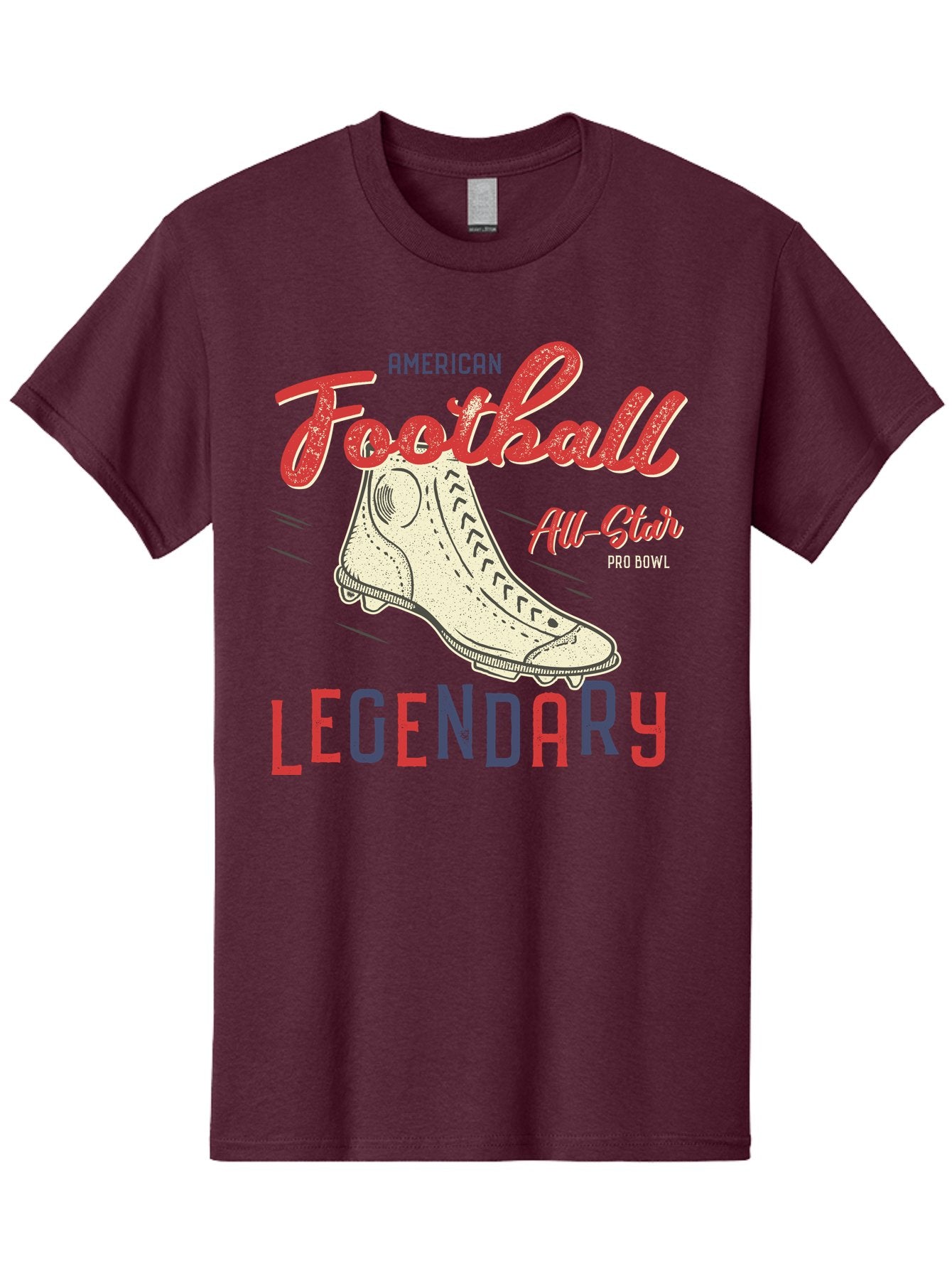 American-Football-Legendary Men'S Graphic Tee, 100% Cotton, Comfortable Casual Summer Wear, Machine Washable, Football Cleat, American Football, Sports Graphic, Legendary Athlete, Pro Bowl, All-Star Game, Sports Apparel, Football Cleats, Aab929 9