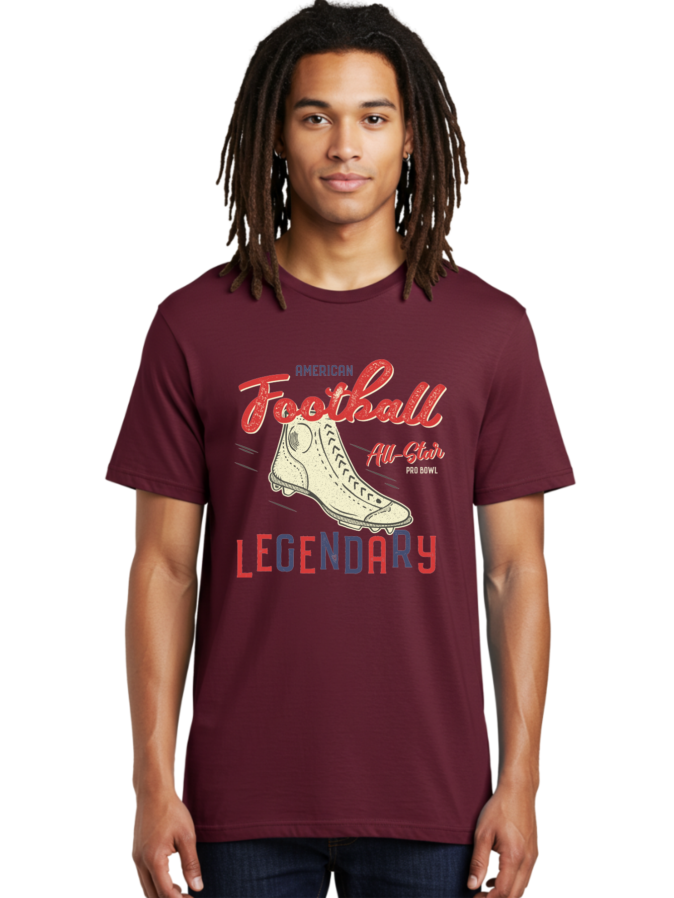 American-Football-Legendary Men'S Graphic Tee, 100% Cotton, Comfortable Casual Summer Wear, Machine Washable, Football Cleat, American Football, Sports Graphic, Legendary Athlete, Pro Bowl, All-Star Game, Sports Apparel, Football Cleats, Aab929 10