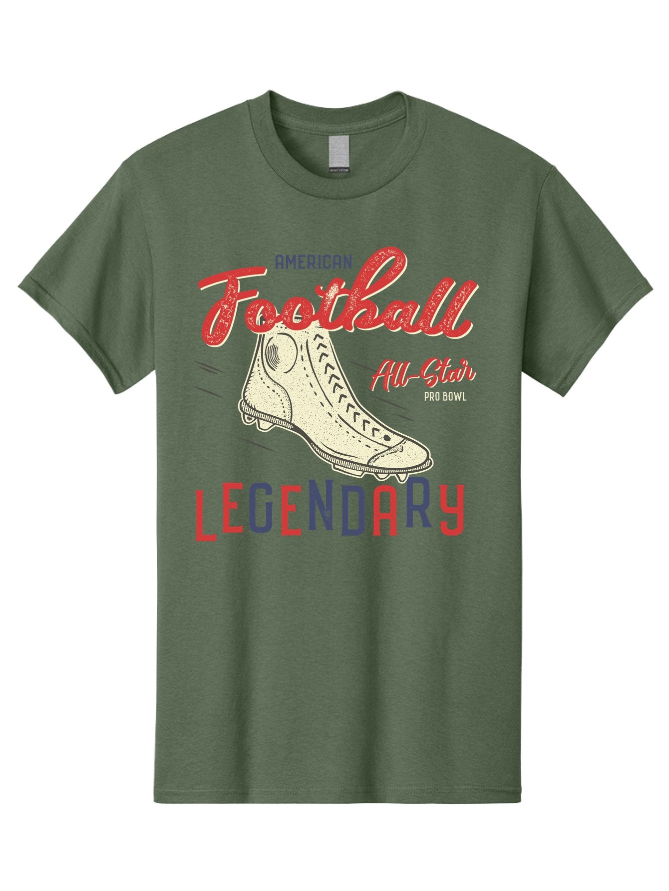 American-Football-Legendary Men'S Graphic Tee, 100% Cotton, Comfortable Casual Summer Wear, Machine Washable, Football Cleat, American Football, Sports Graphic, Legendary Athlete, Pro Bowl, All-Star Game, Sports Apparel, Football Cleats, Aab929