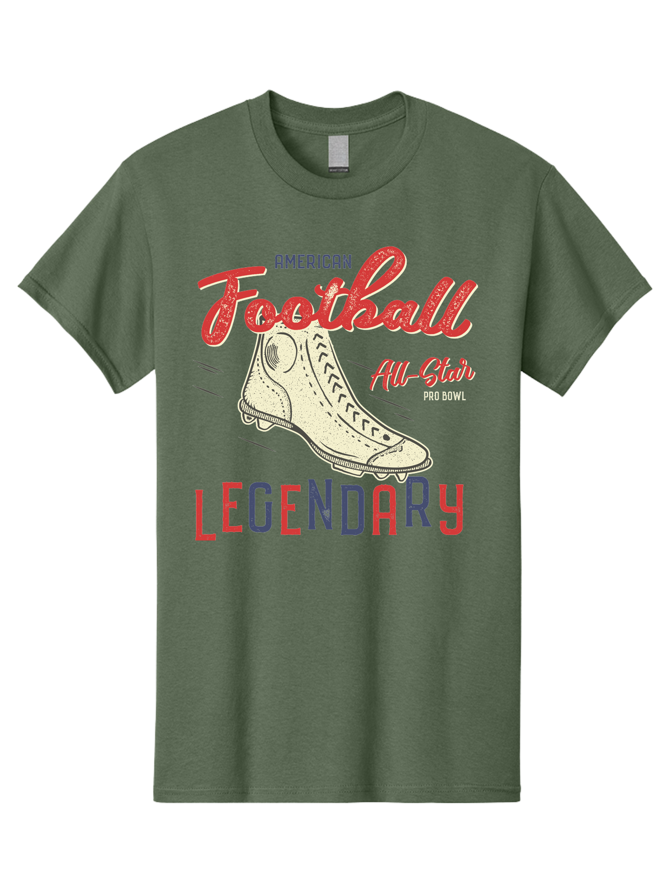 American-Football-Legendary Men'S Graphic Tee, 100% Cotton, Comfortable Casual Summer Wear, Machine Washable, Football Cleat, American Football, Sports Graphic, Legendary Athlete, Pro Bowl, All-Star Game, Sports Apparel, Football Cleats, Aab929 21
