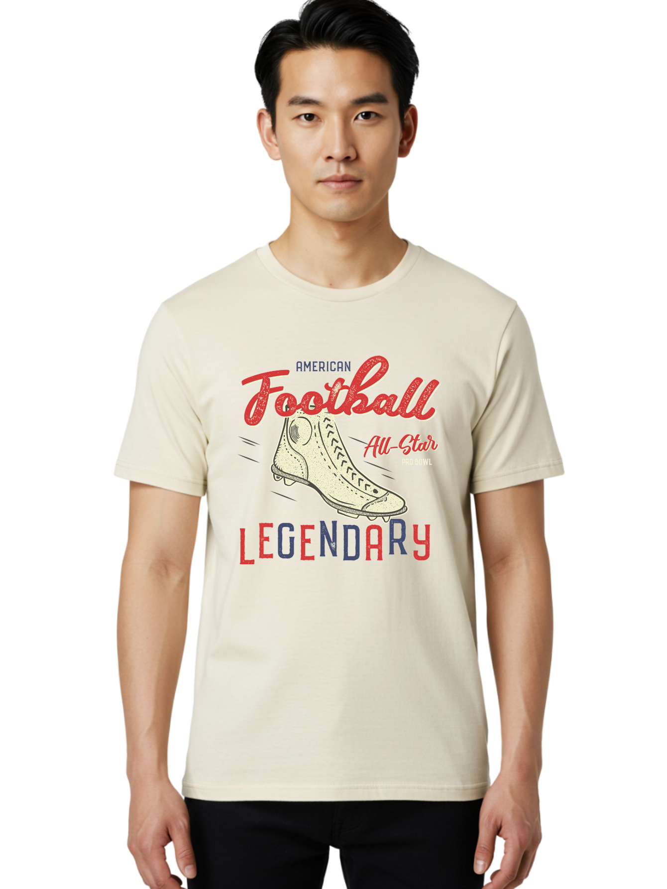 American-Football-Legendary Men'S Graphic Tee, 100% Cotton, Comfortable Casual Summer Wear, Machine Washable, Football Cleat, American Football, Sports Graphic, Legendary Athlete, Pro Bowl, All-Star Game, Sports Apparel, Football Cleats, Aab929 4