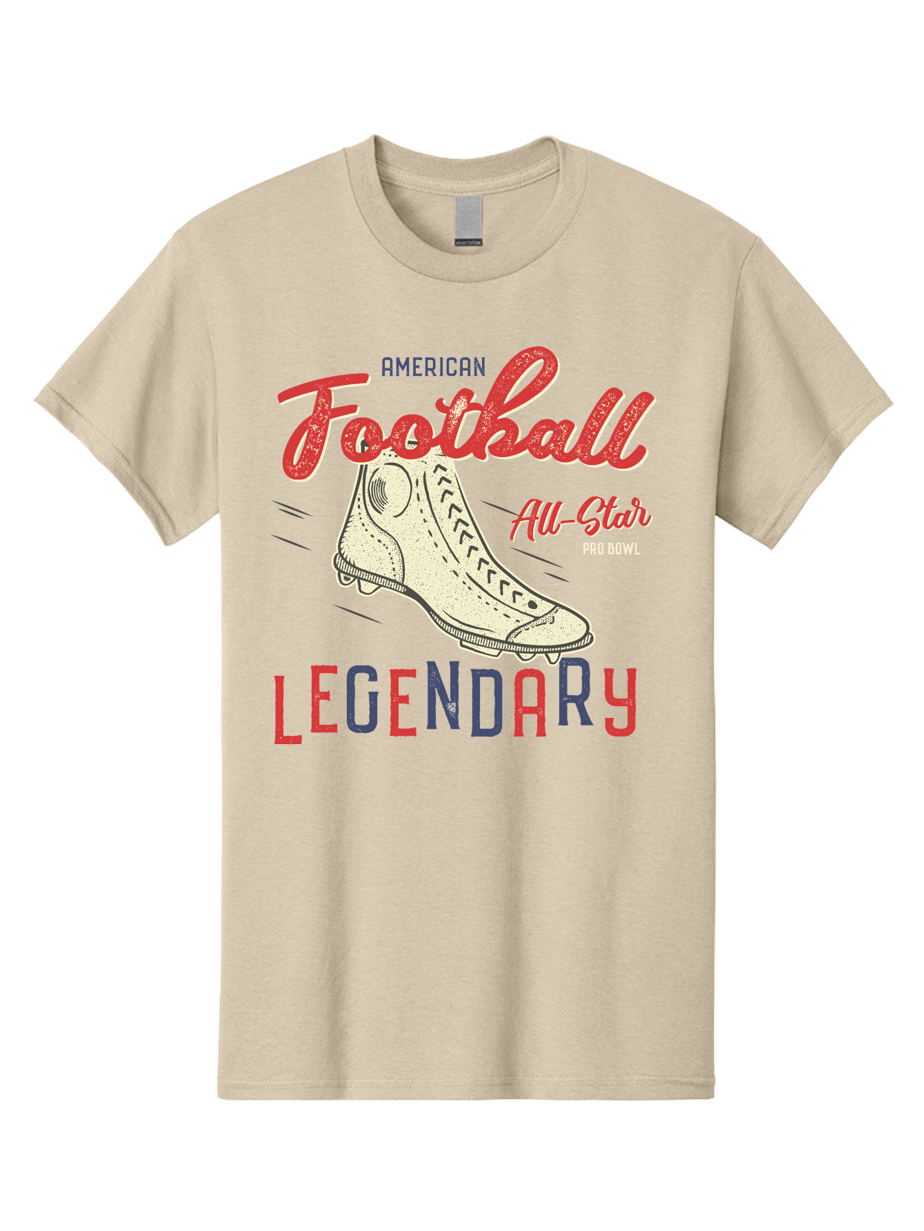 American-Football-Legendary Men'S Graphic Tee, 100% Cotton, Comfortable Casual Summer Wear, Machine Washable, Football Cleat, American Football, Sports Graphic, Legendary Athlete, Pro Bowl, All-Star Game, Sports Apparel, Football Cleats, Aab929 23