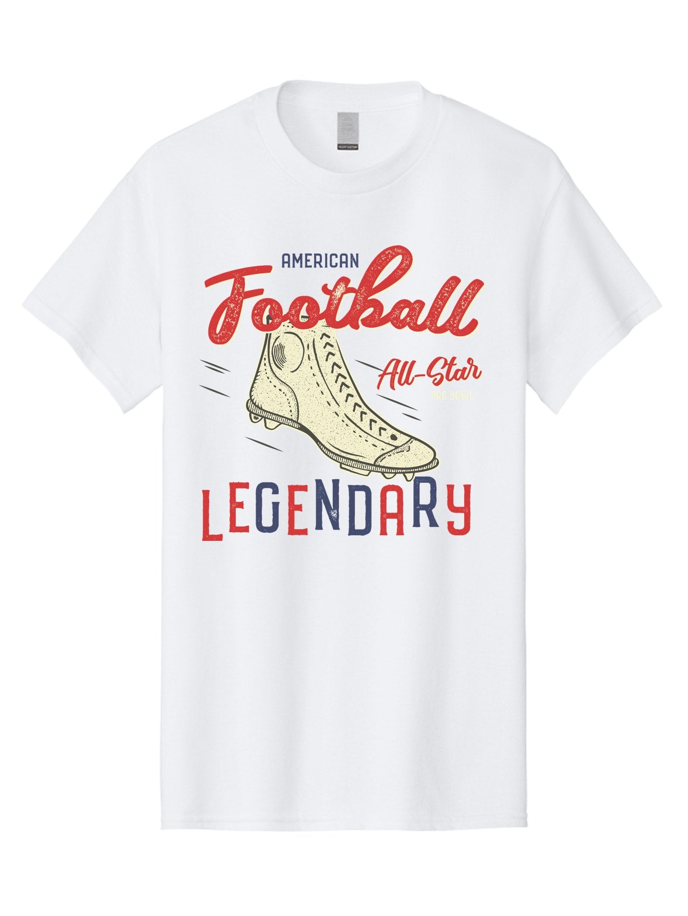 American-Football-Legendary Men'S Graphic Tee, 100% Cotton, Comfortable Casual Summer Wear, Machine Washable, Football Cleat, American Football, Sports Graphic, Legendary Athlete, Pro Bowl, All-Star Game, Sports Apparel, Football Cleats, Aab929 3