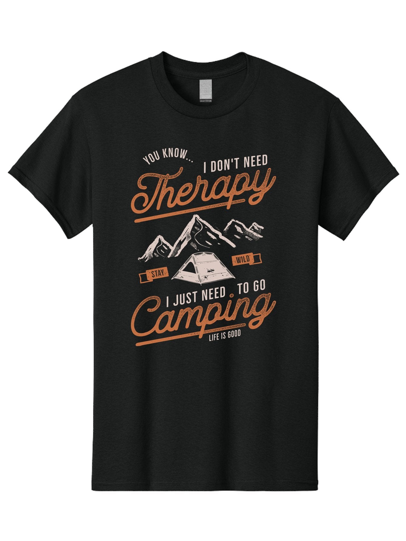 Camping-Therapy-1 Men'S Graphic Tee, 100% Cotton, Comfortable Casual Summer Wear, Machine Washable, Camping Therapy, Outdoor Adventure, Nature Escape, Mountains, Tent, Relaxation, Stress Relief, Wellness, Adventure Seeking, Inspirational Quote Aab930 6