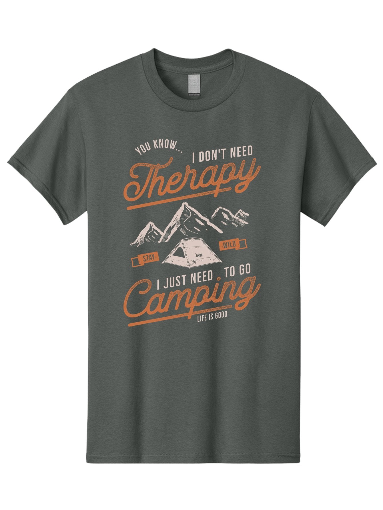 Camping-Therapy-1 Men'S Graphic Tee, 100% Cotton, Comfortable Casual Summer Wear, Machine Washable, Camping Therapy, Outdoor Adventure, Nature Escape, Mountains, Tent, Relaxation, Stress Relief, Wellness, Adventure Seeking, Inspirational Quote Aab930 15