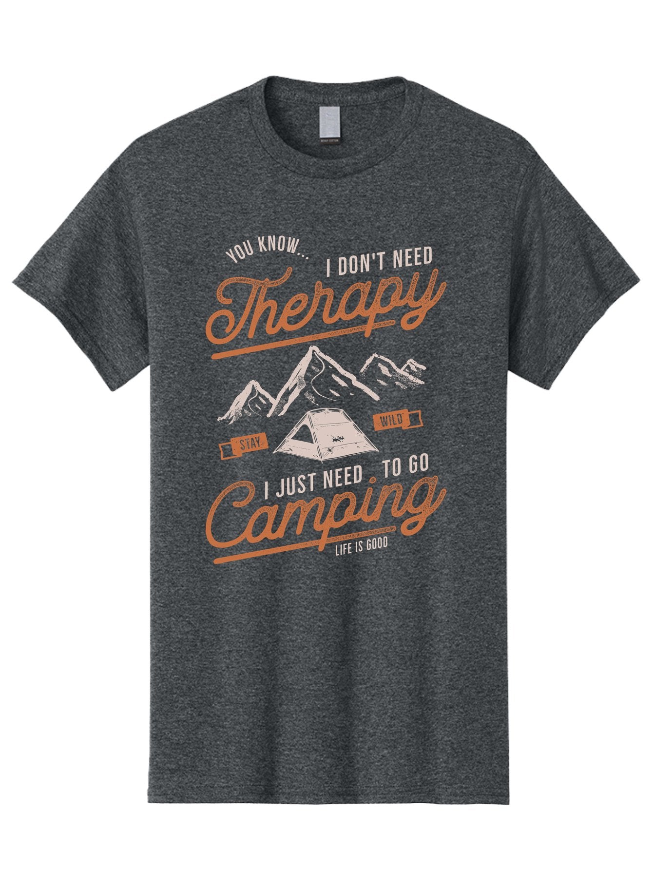 Camping-Therapy-1 Men'S Graphic Tee, 100% Cotton, Comfortable Casual Summer Wear, Machine Washable, Camping Therapy, Outdoor Adventure, Nature Escape, Mountains, Tent, Relaxation, Stress Relief, Wellness, Adventure Seeking, Inspirational Quote Aab930