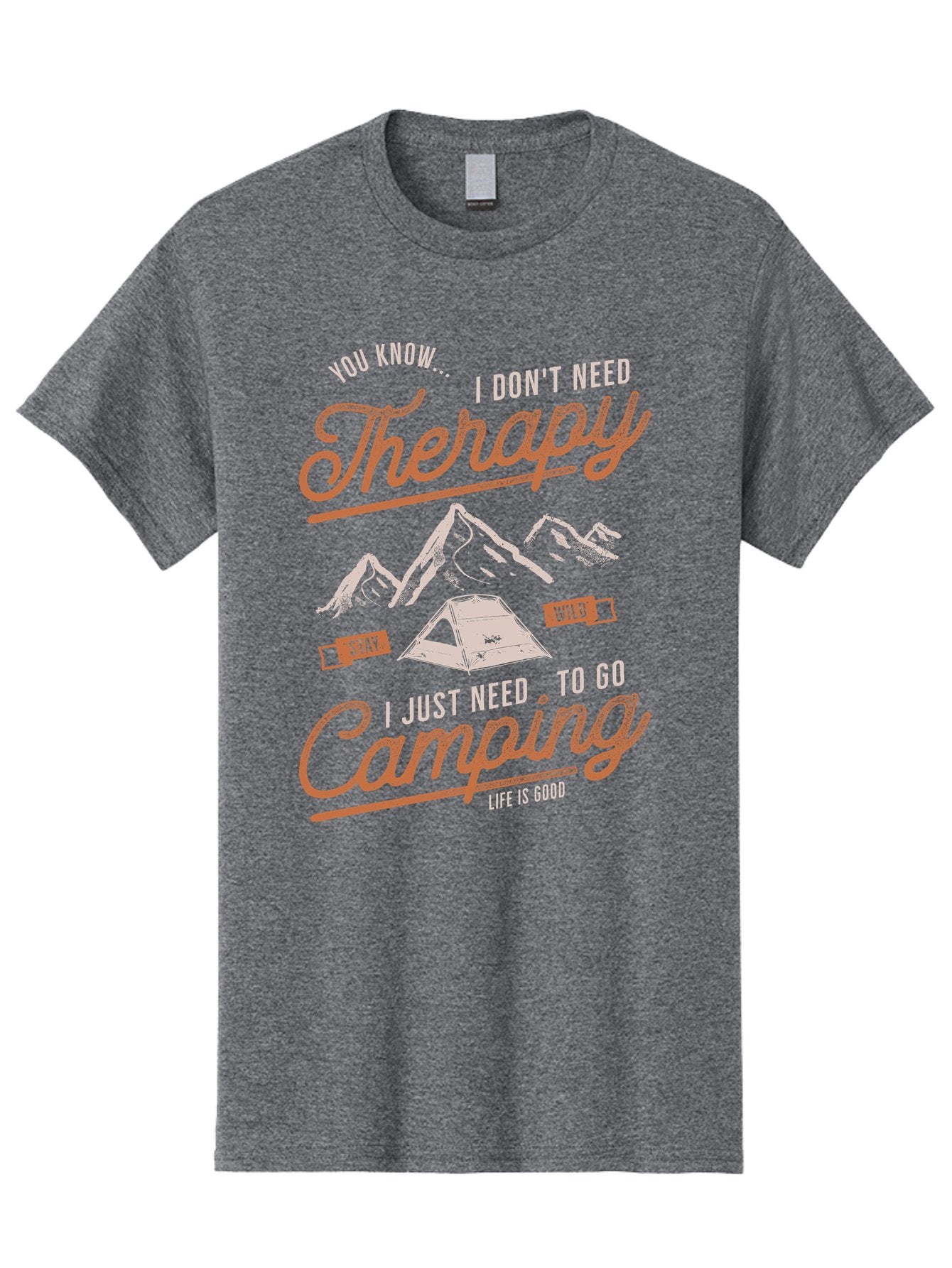 Camping-Therapy-1 Men'S Graphic Tee, 100% Cotton, Comfortable Casual Summer Wear, Machine Washable, Camping Therapy, Outdoor Adventure, Nature Escape, Mountains, Tent, Relaxation, Stress Relief, Wellness, Adventure Seeking, Inspirational Quote Aab930 4