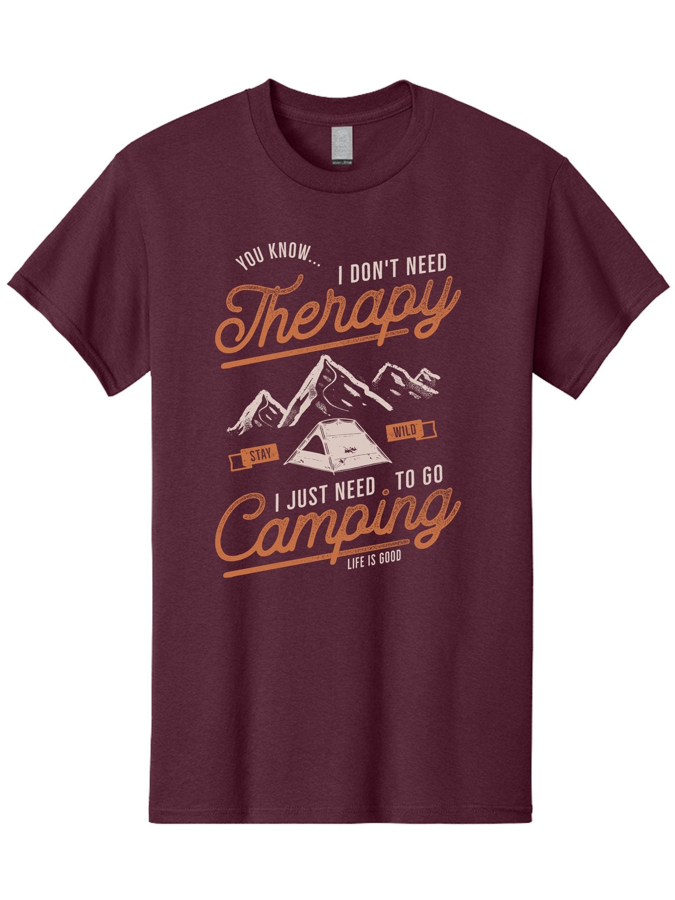 Camping-Therapy-1 Men'S Graphic Tee, 100% Cotton, Comfortable Casual Summer Wear, Machine Washable, Camping Therapy, Outdoor Adventure, Nature Escape, Mountains, Tent, Relaxation, Stress Relief, Wellness, Adventure Seeking, Inspirational Quote Aab930 3
