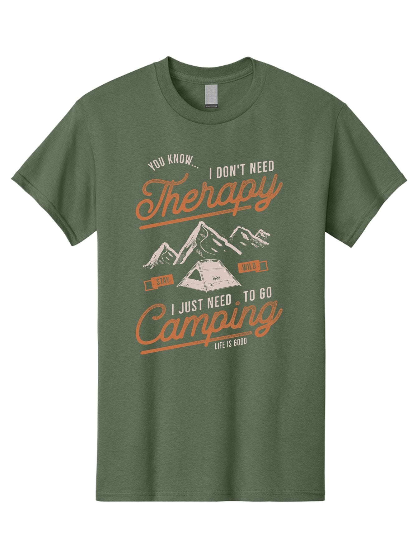 Camping-Therapy-1 Men'S Graphic Tee, 100% Cotton, Comfortable Casual Summer Wear, Machine Washable, Camping Therapy, Outdoor Adventure, Nature Escape, Mountains, Tent, Relaxation, Stress Relief, Wellness, Adventure Seeking, Inspirational Quote Aab930 5