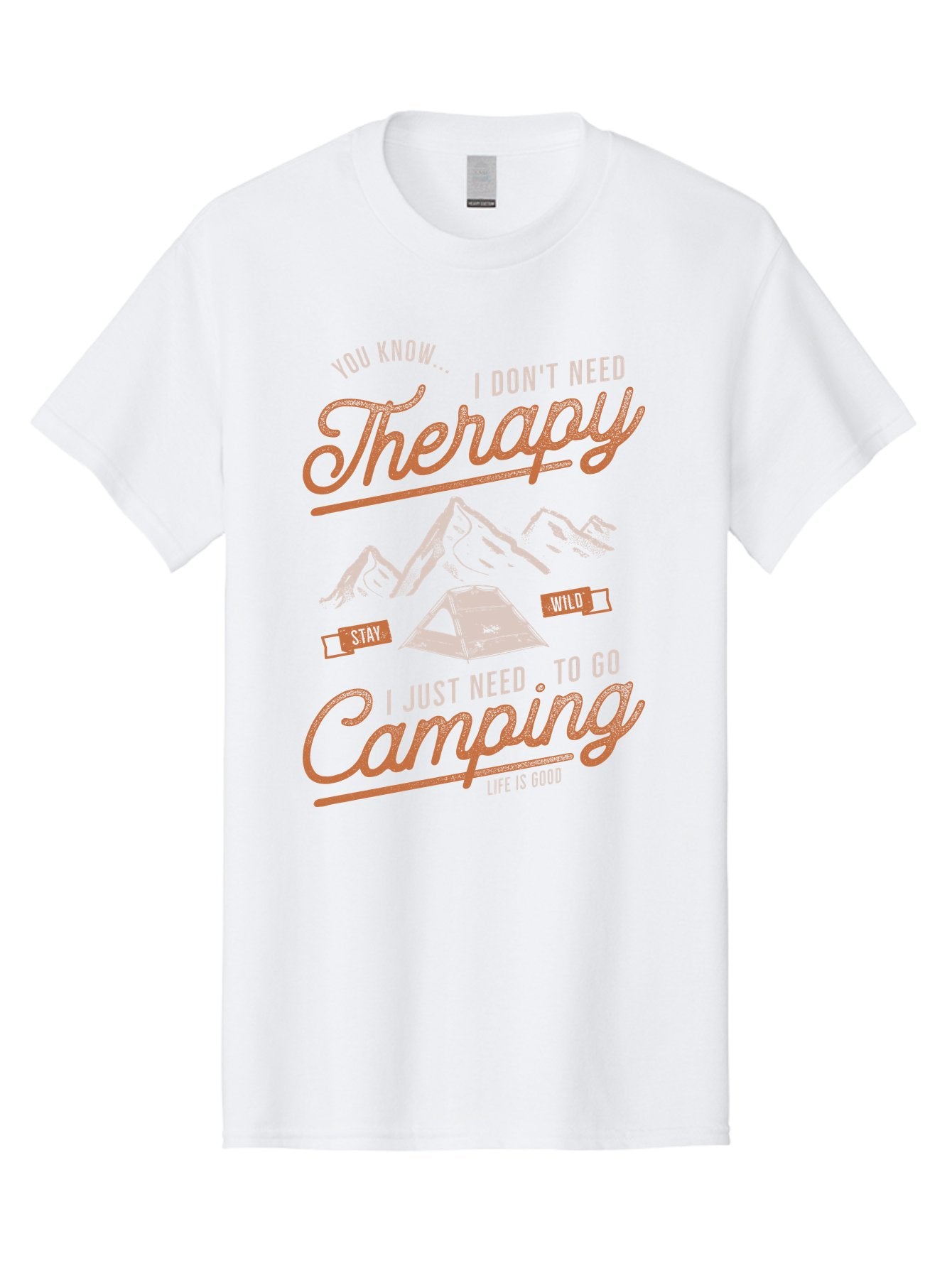 Camping-Therapy-1 Men'S Graphic Tee, 100% Cotton, Comfortable Casual Summer Wear, Machine Washable, Camping Therapy, Outdoor Adventure, Nature Escape, Mountains, Tent, Relaxation, Stress Relief, Wellness, Adventure Seeking, Inspirational Quote Aab930 9