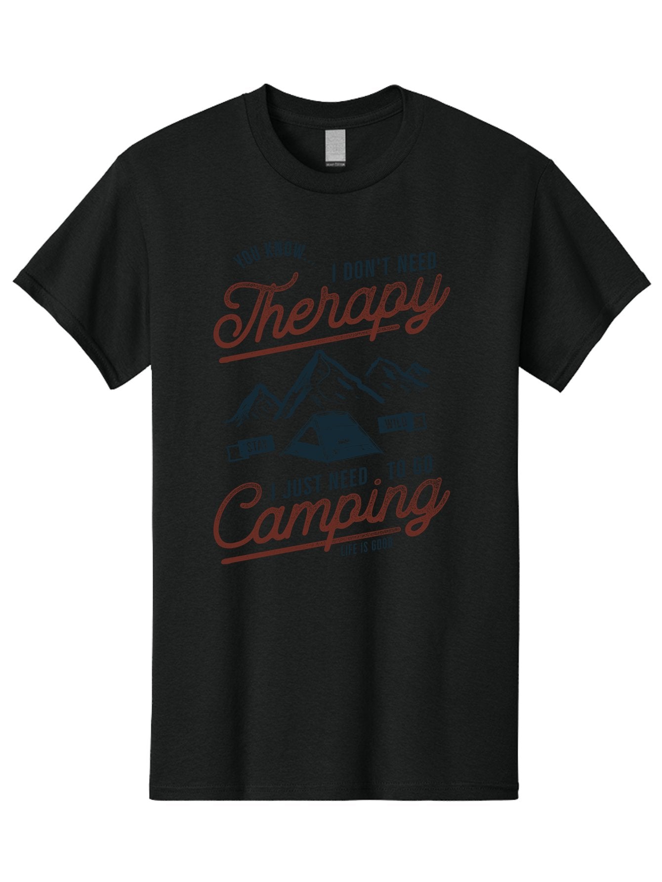 Camping-Therapy Men'S Graphic Tee, 100% Cotton, Comfortable Casual Summer Wear, Machine Washable, Camping Therapy, Outdoor Adventure, Wilderness Escape, Stay Wild, Life Is Good, Nature Therapy, Camping Quotes, Adventure Seeking, Aab931